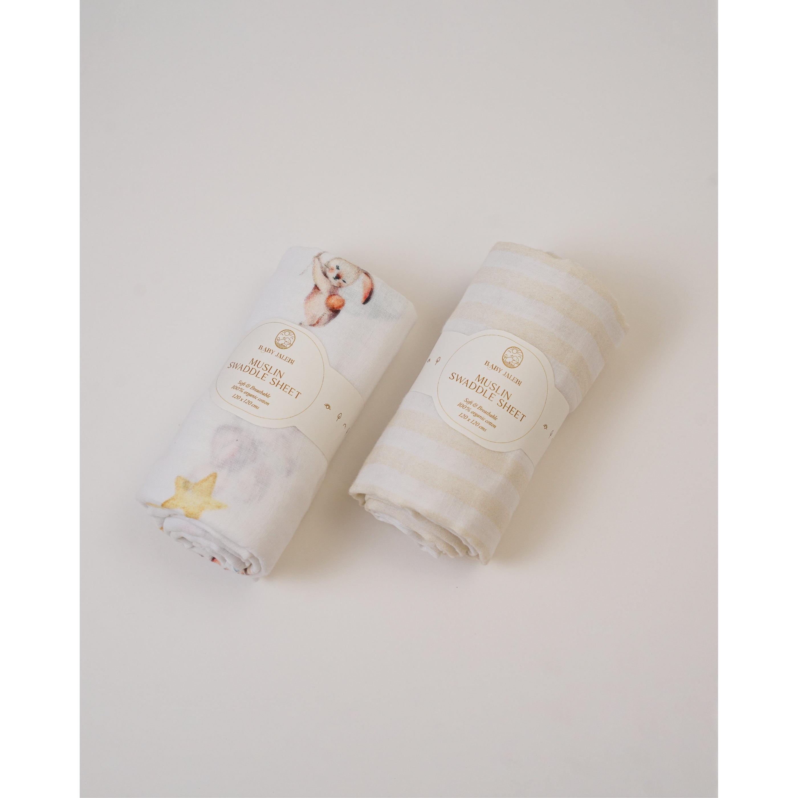 Up in The Clouds Organic Muslin Swaddle Set - Set Of 2