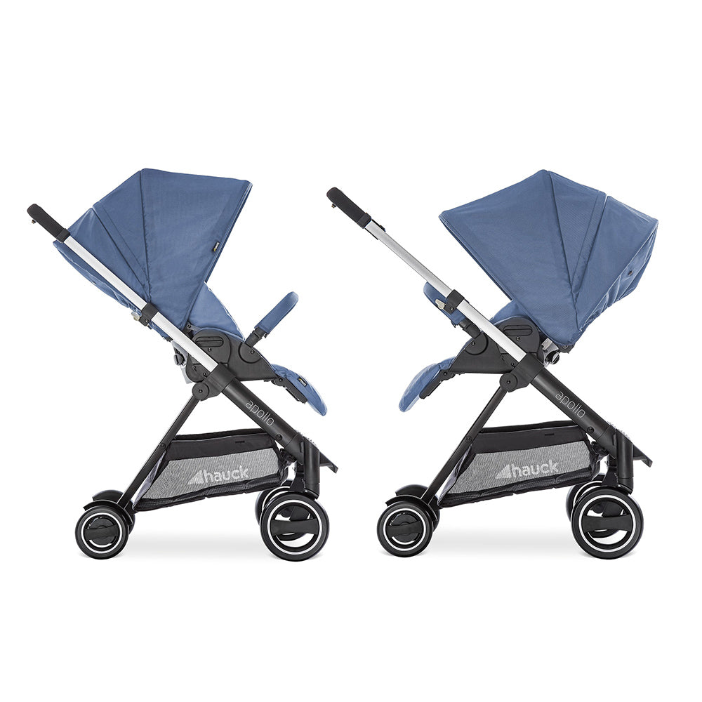 Hauck Appollo Stroller For Baby -Compact Fold Buggy With 5 Point Safety Harness Baby Pram For 0 to 4 years (Denim)