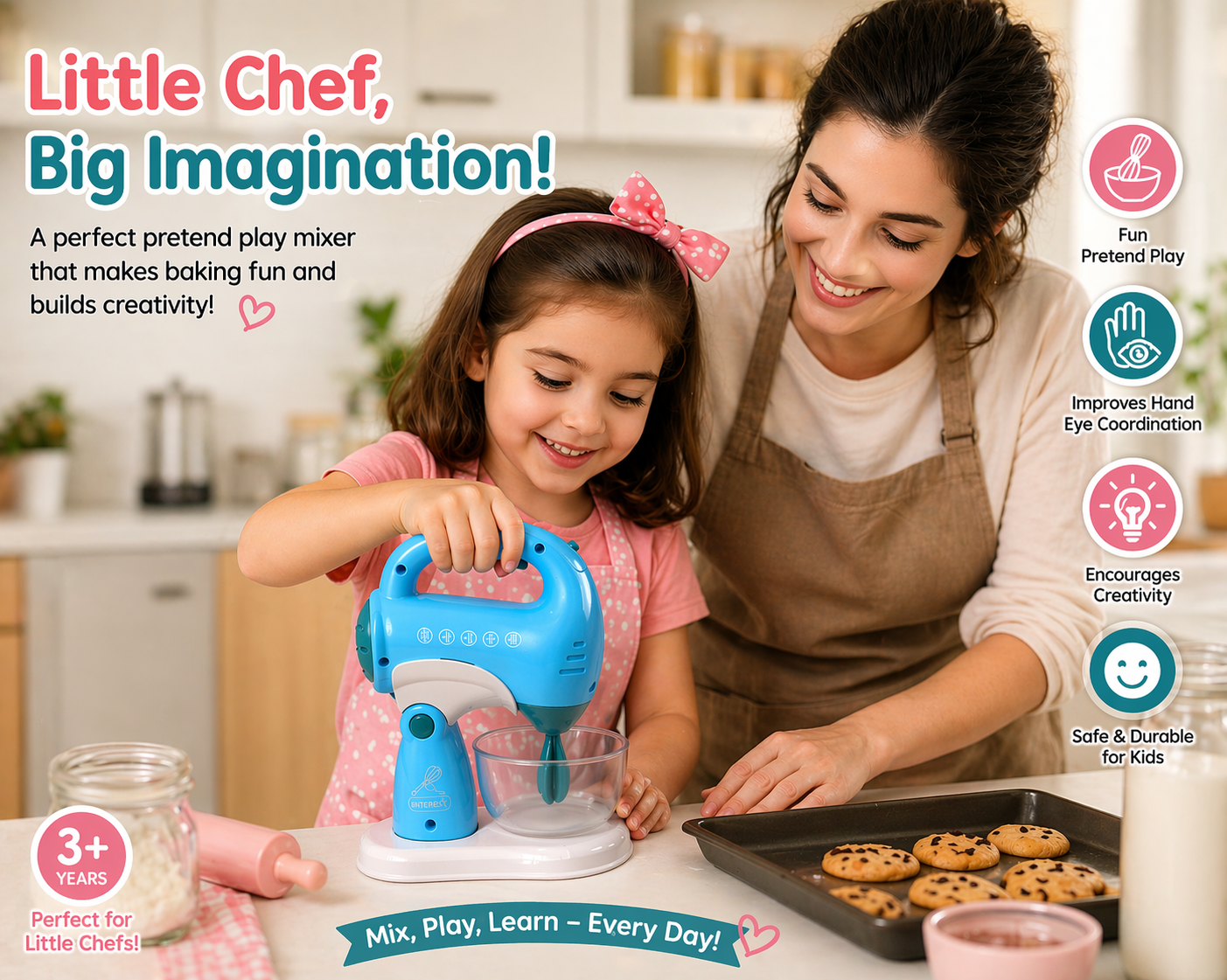 iLearnNGrow Pretend Play Appliance Toy - Choose Your Style - Hand Blender Mixer