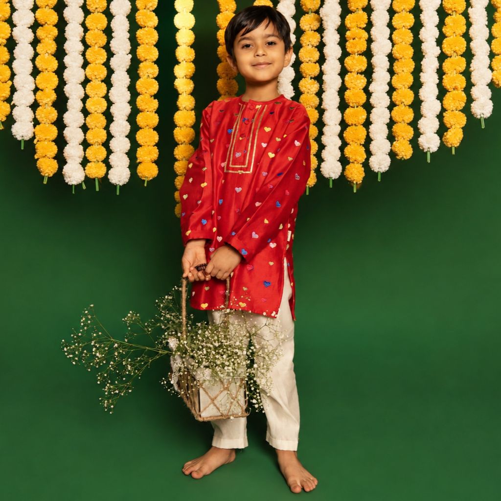 Chanderi Kurta Pyjama Set | Embroidered