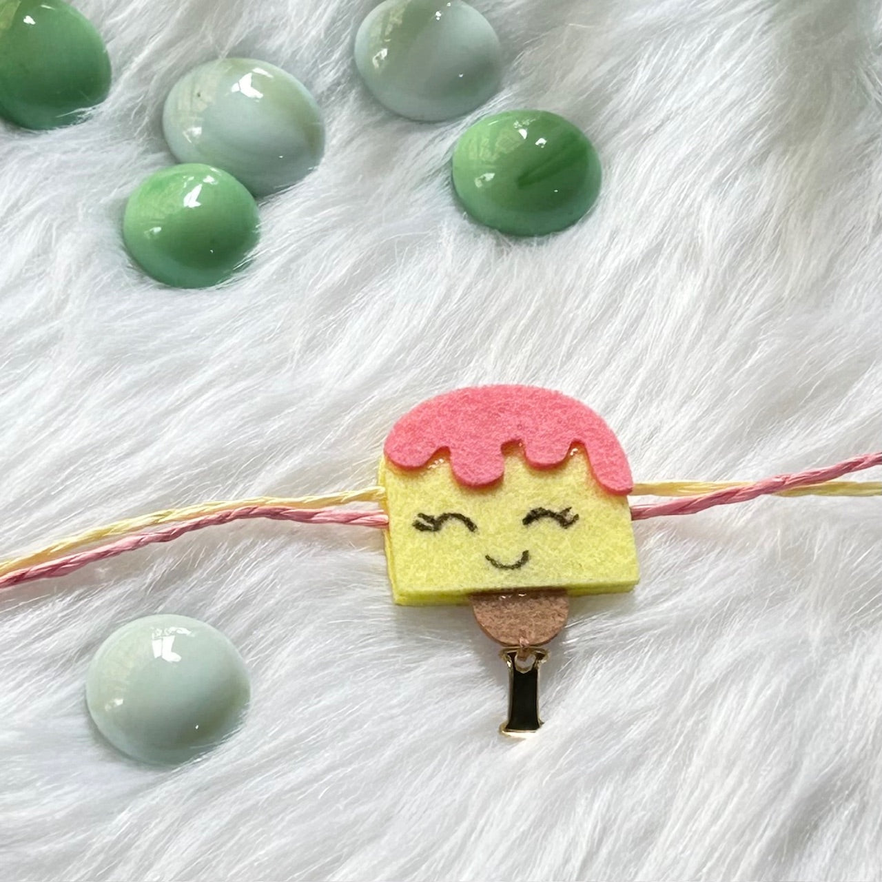 Babble Wrap Handmade Felt Rakhi With Initials - IceCream