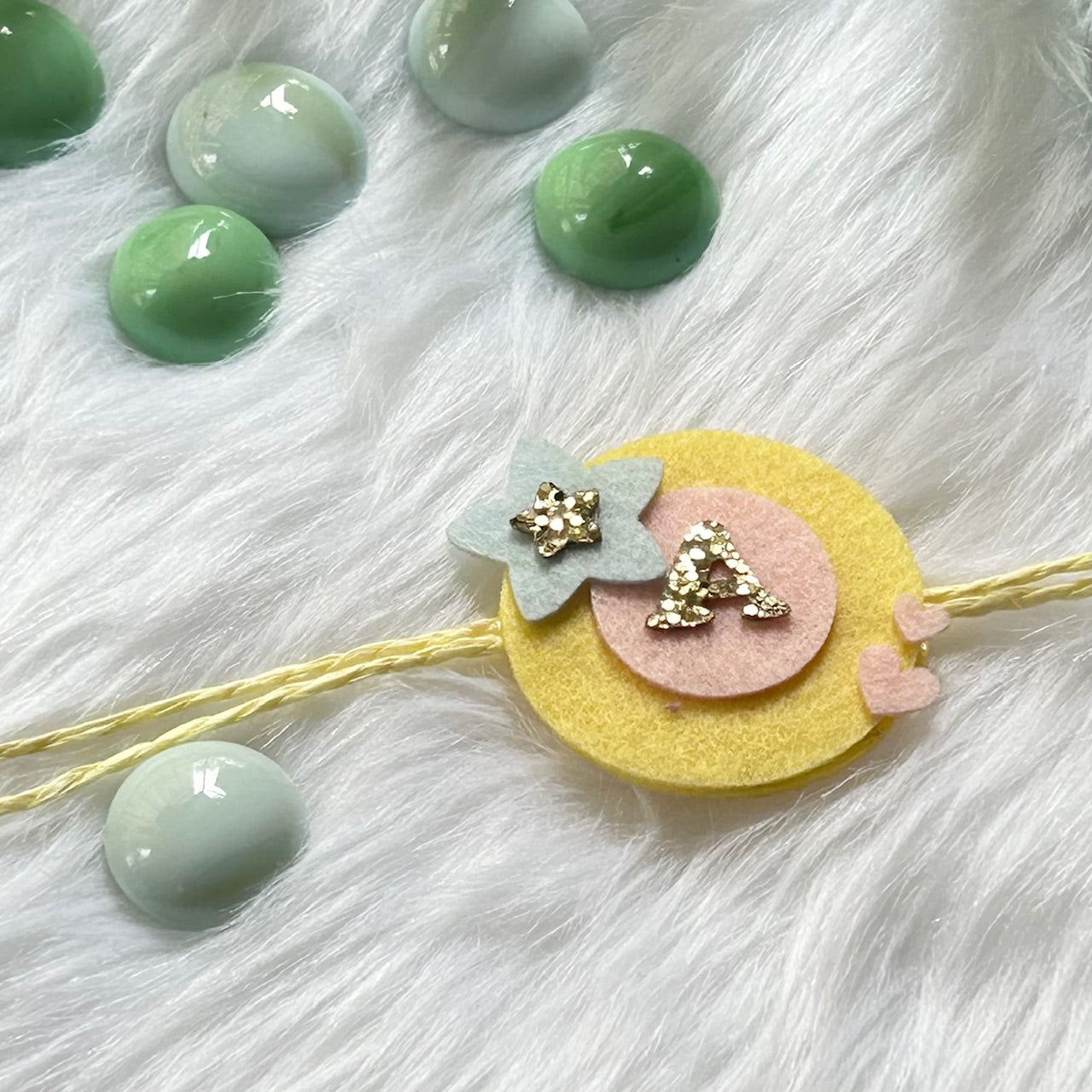 Babble Wrap Handmade Felt Rakhi With Initials - Star Struck