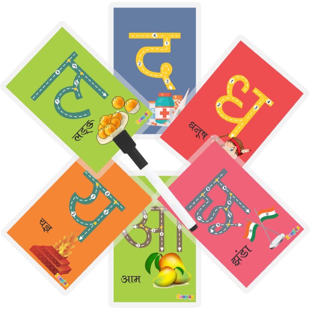 Hindi Swar And Vyanjan Wipe And Clean Cards