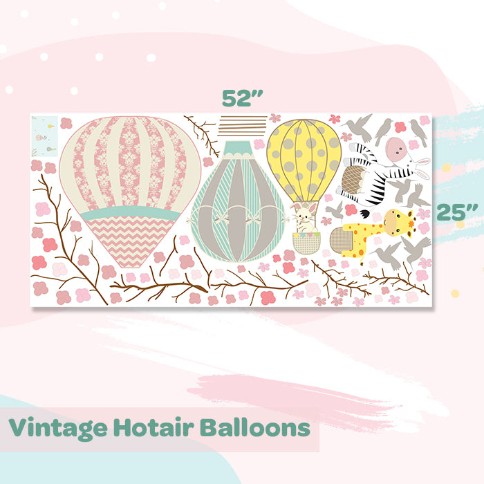 Hot Air Balloons With Animals Wall Stickers