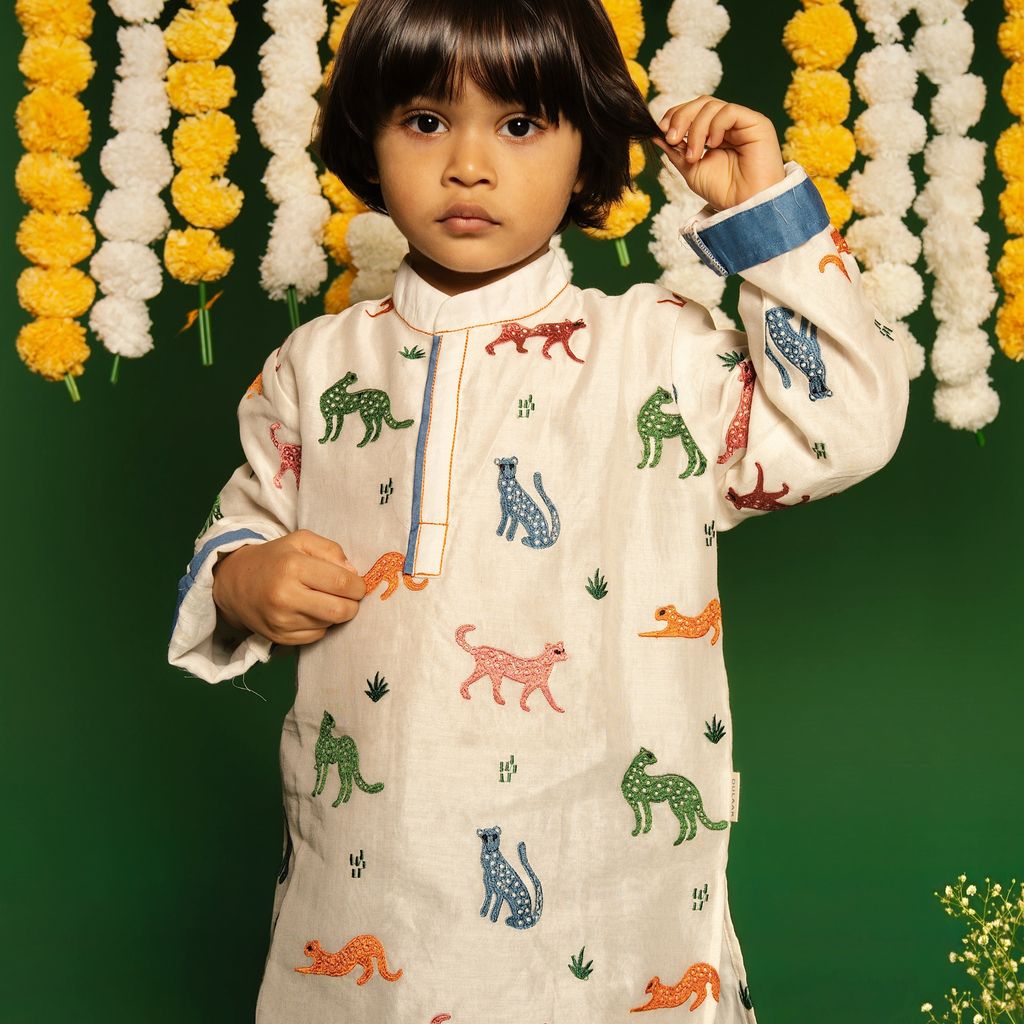 Chanderi Kurta Pyjama Set | Embroidered