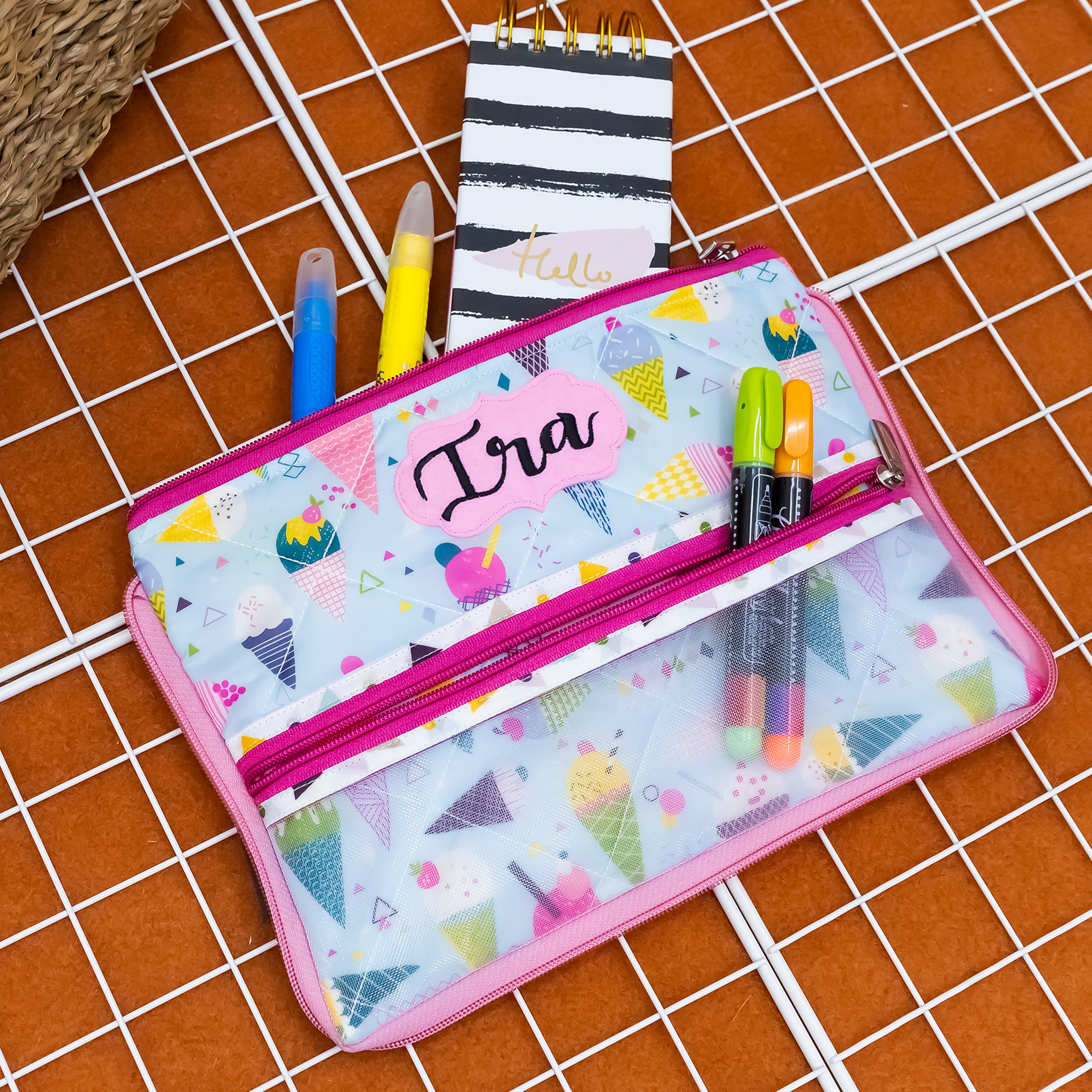 Double Zip Pencil Pouch - Ice cream