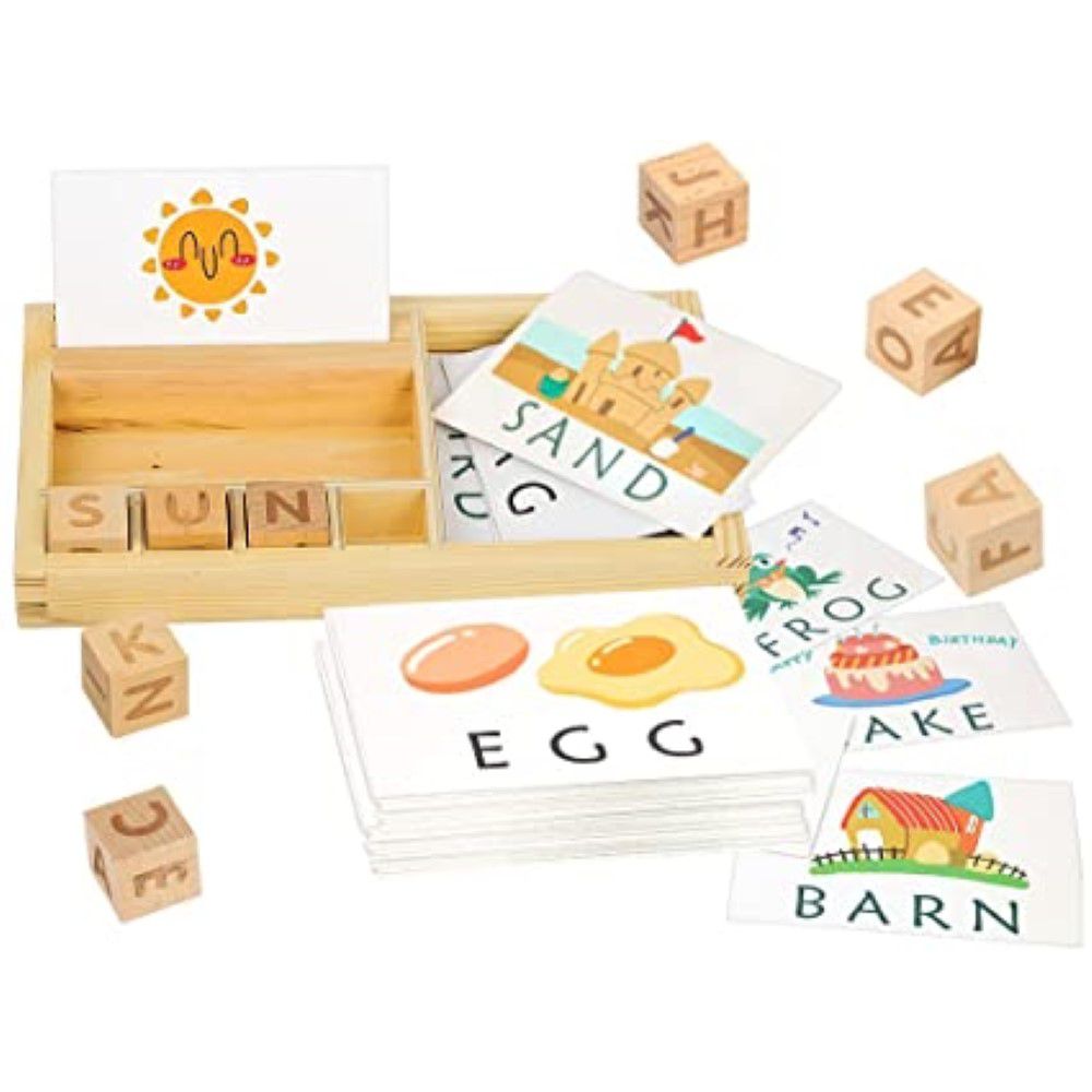 Wooden Spelling Game With Flashcards