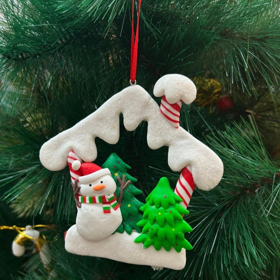 Snowman in a Hut Ornament