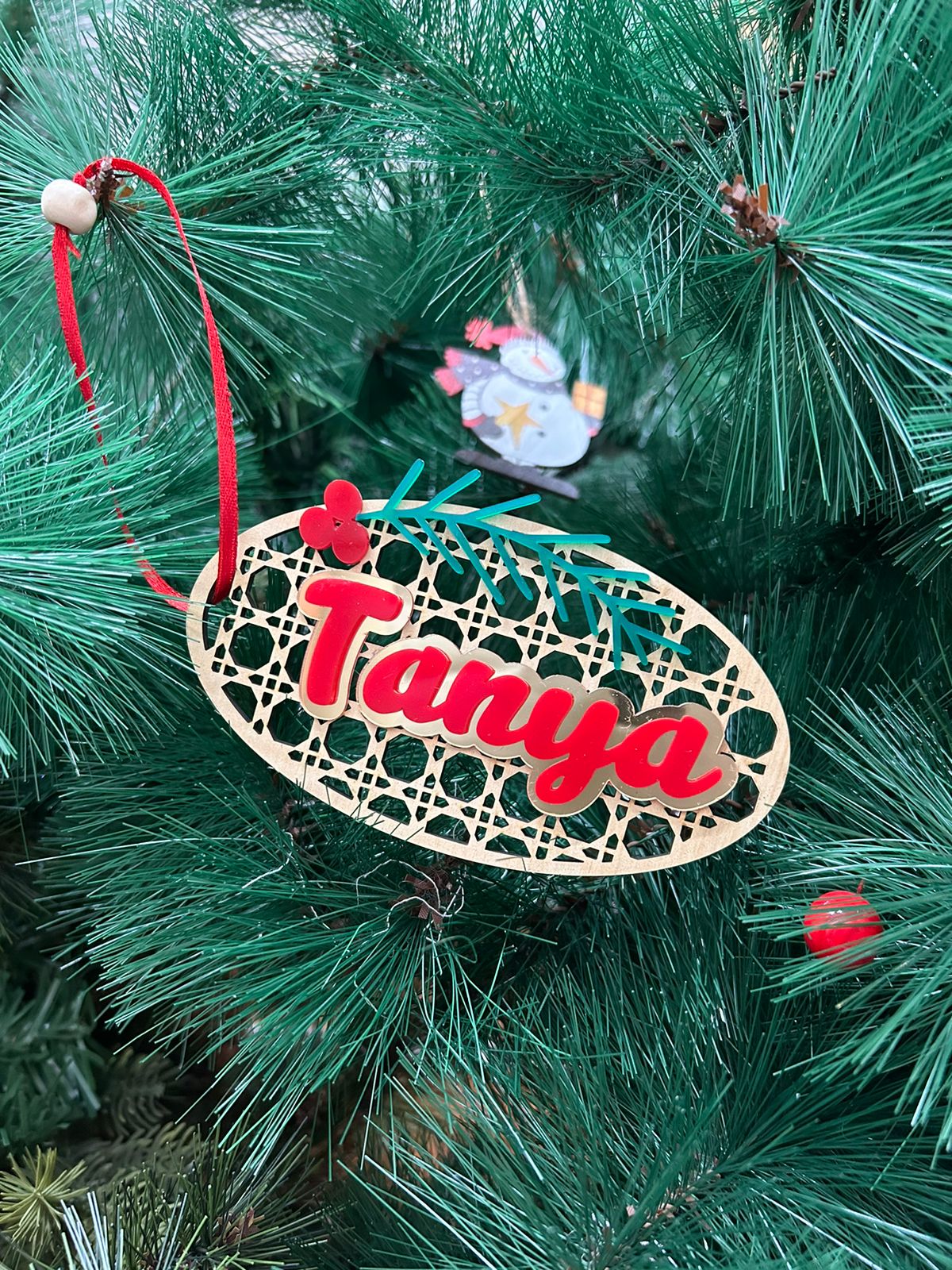 Rattan Tag Ornament - Oval