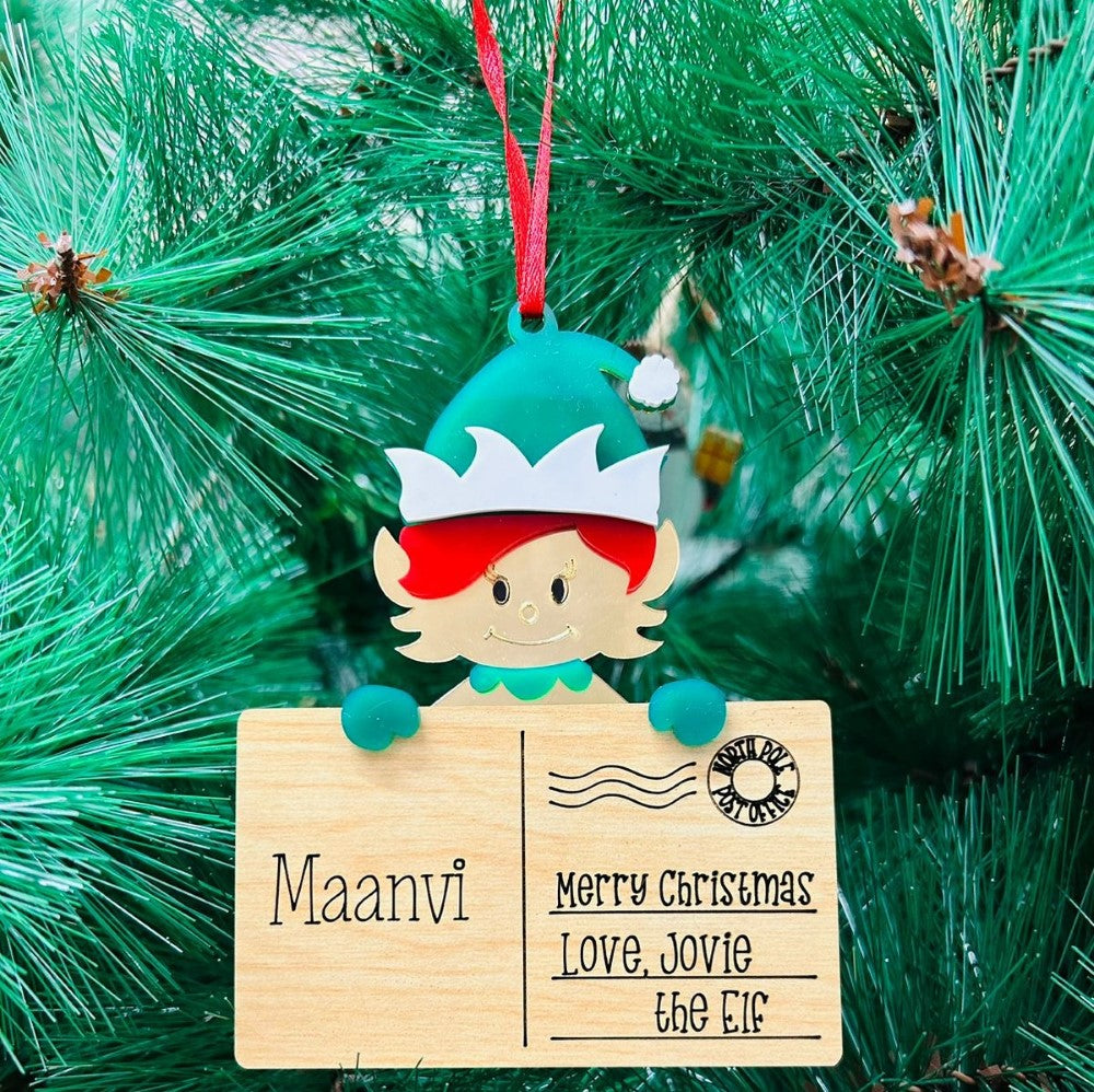 Post Card Ornament - Jovie the Elf