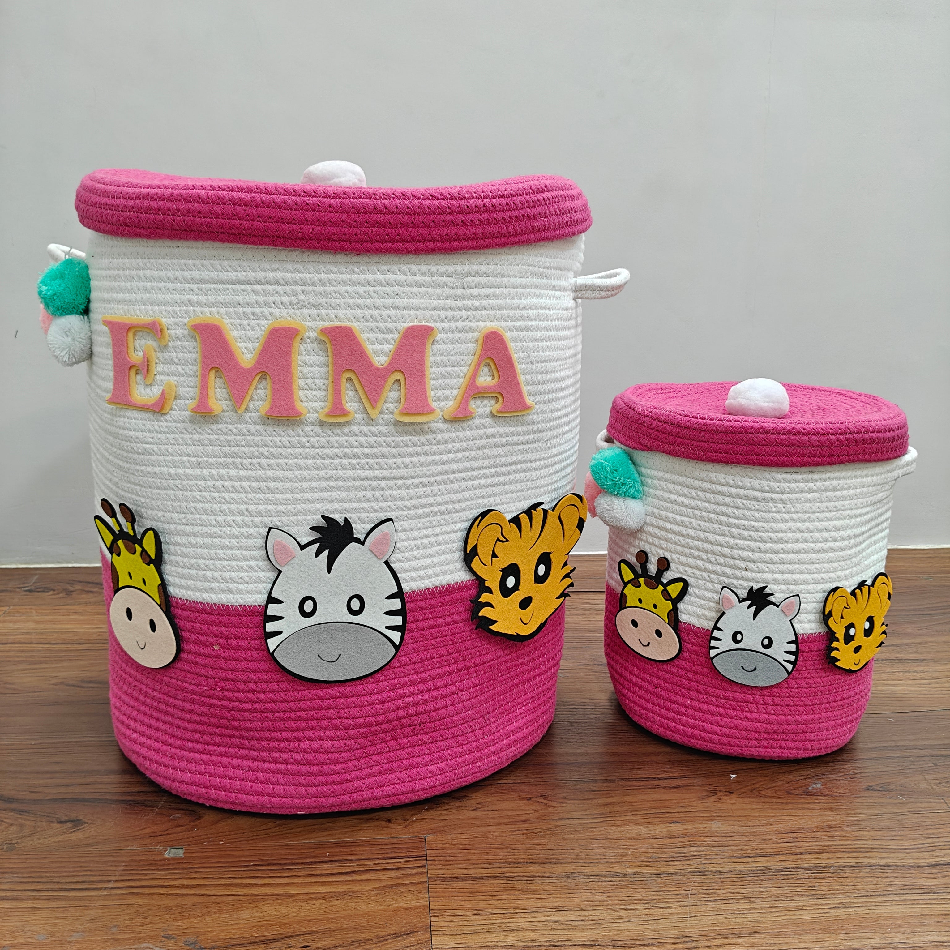 Jute Cotton Storage Basket  with Lid