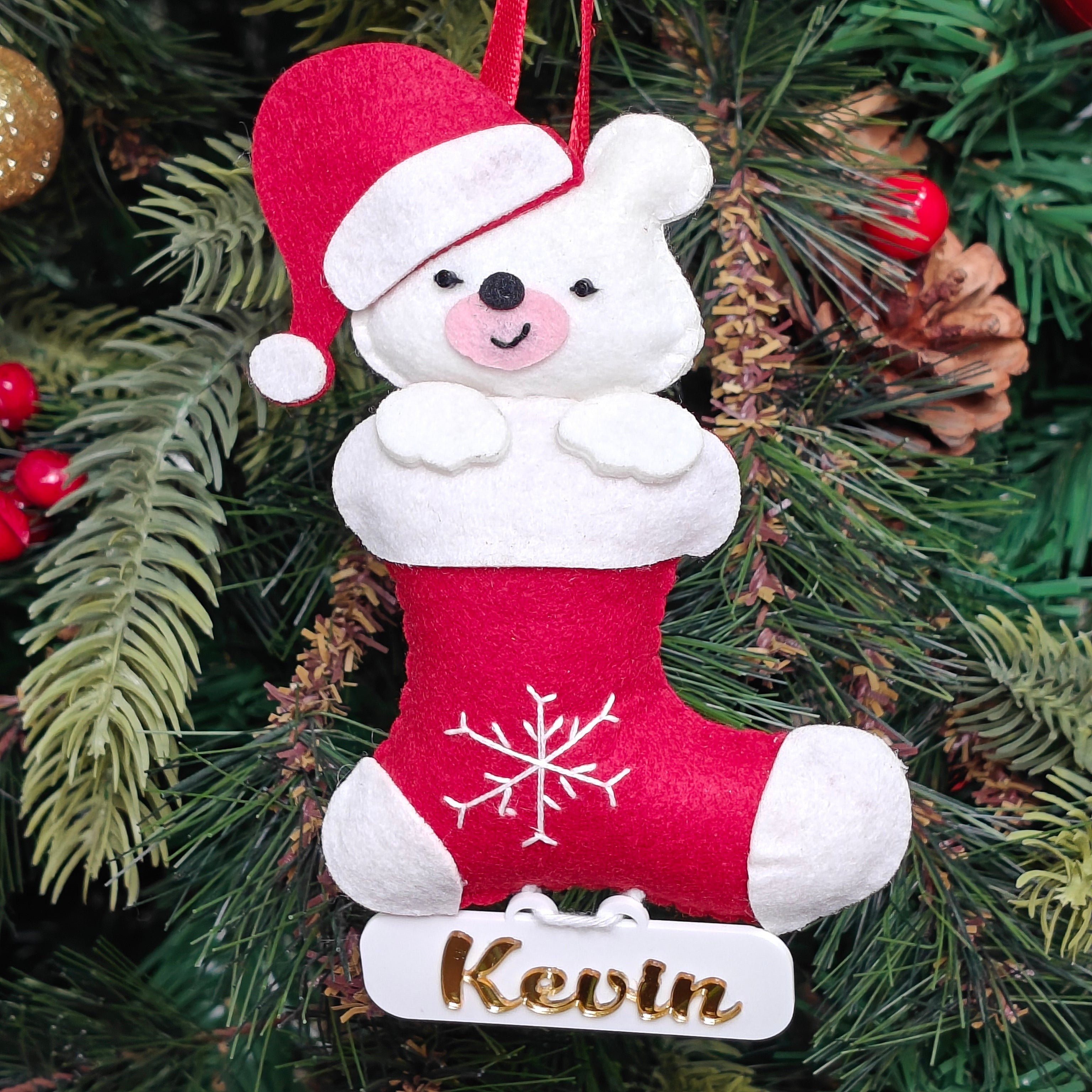Personalised Snuggle Bear Stocking Ornament