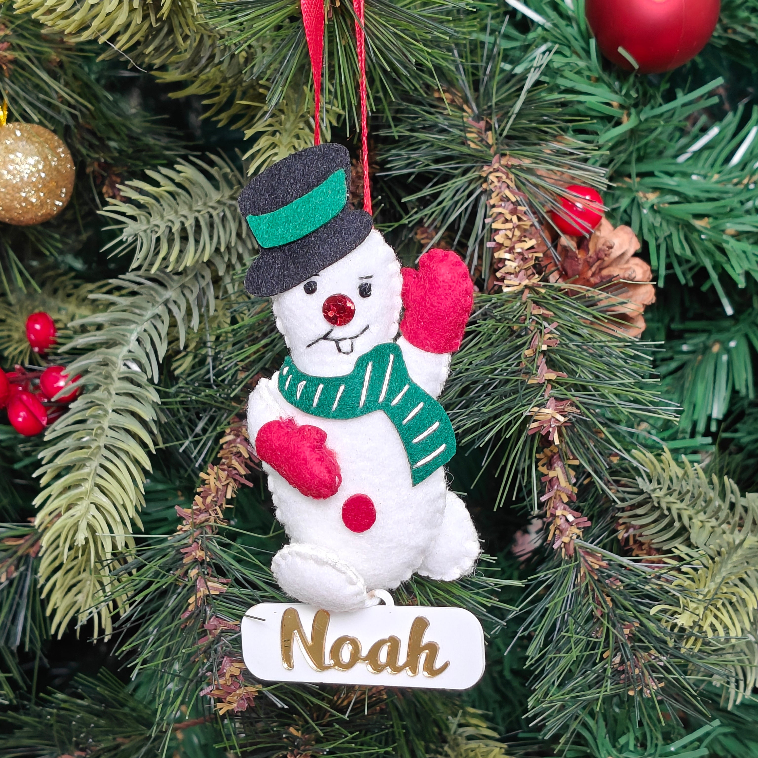 Personalised Happy Snowman Ornament
