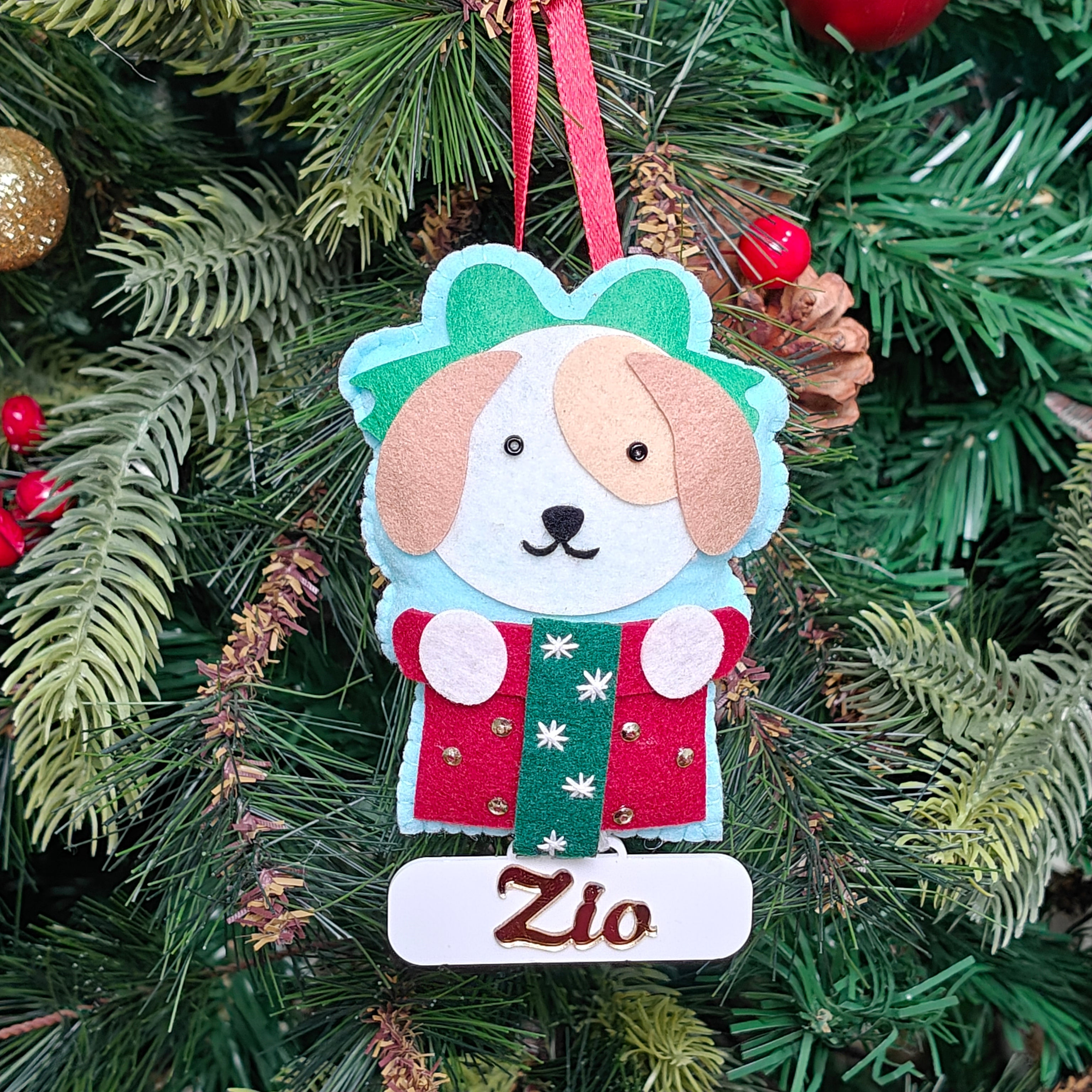 Personalised Santa’s Little Pup Ornament