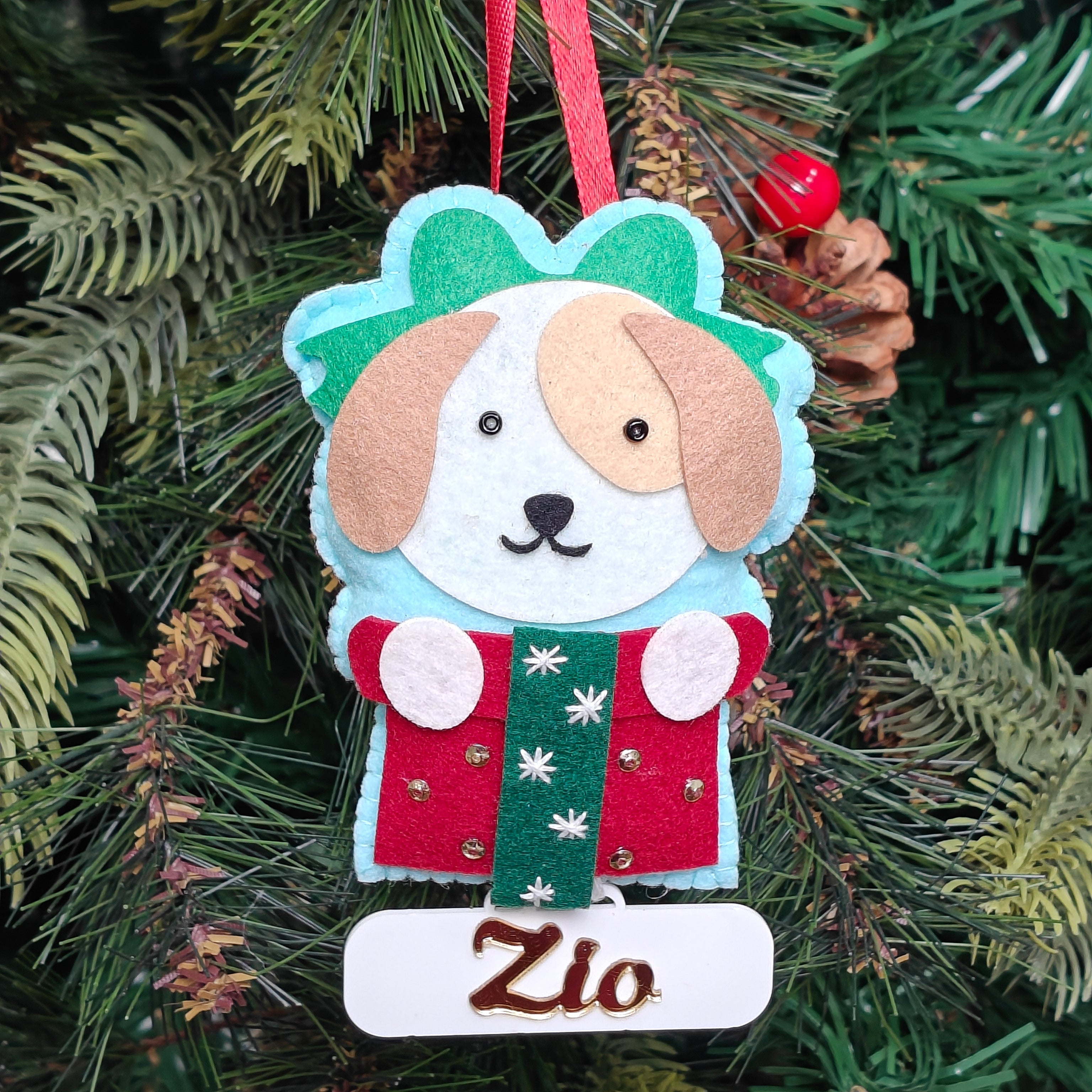Personalised Santa’s Little Pup Ornament