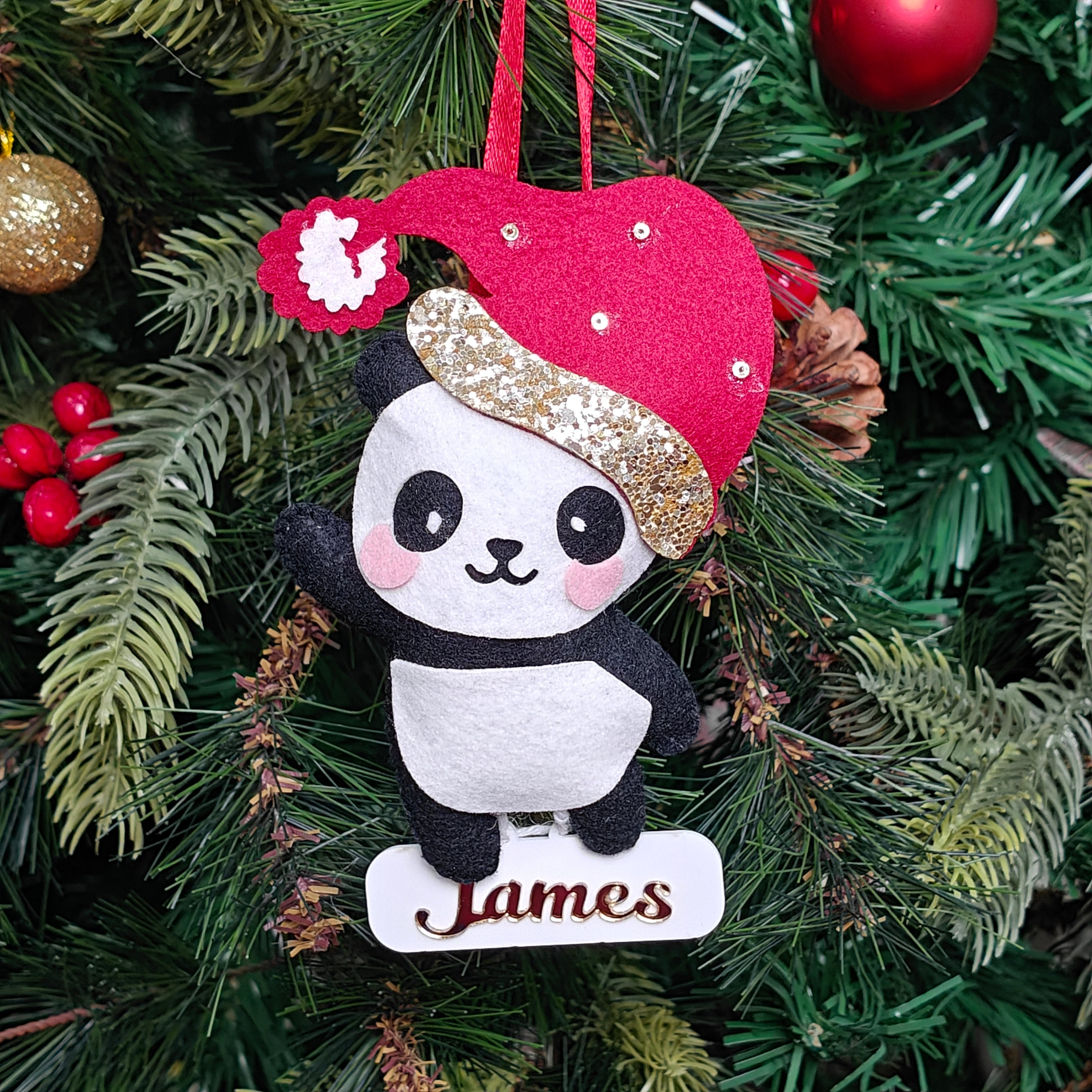 Personalised Frosty Panda Delight Ornament