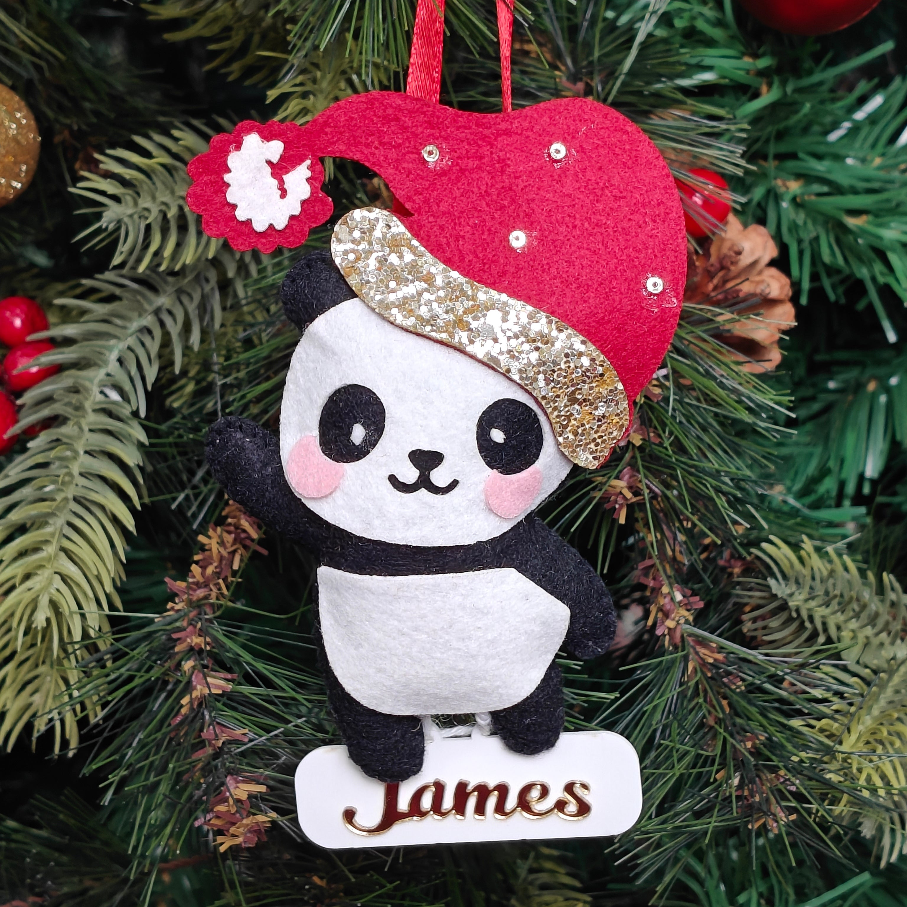 Personalised Frosty Panda Delight Ornament