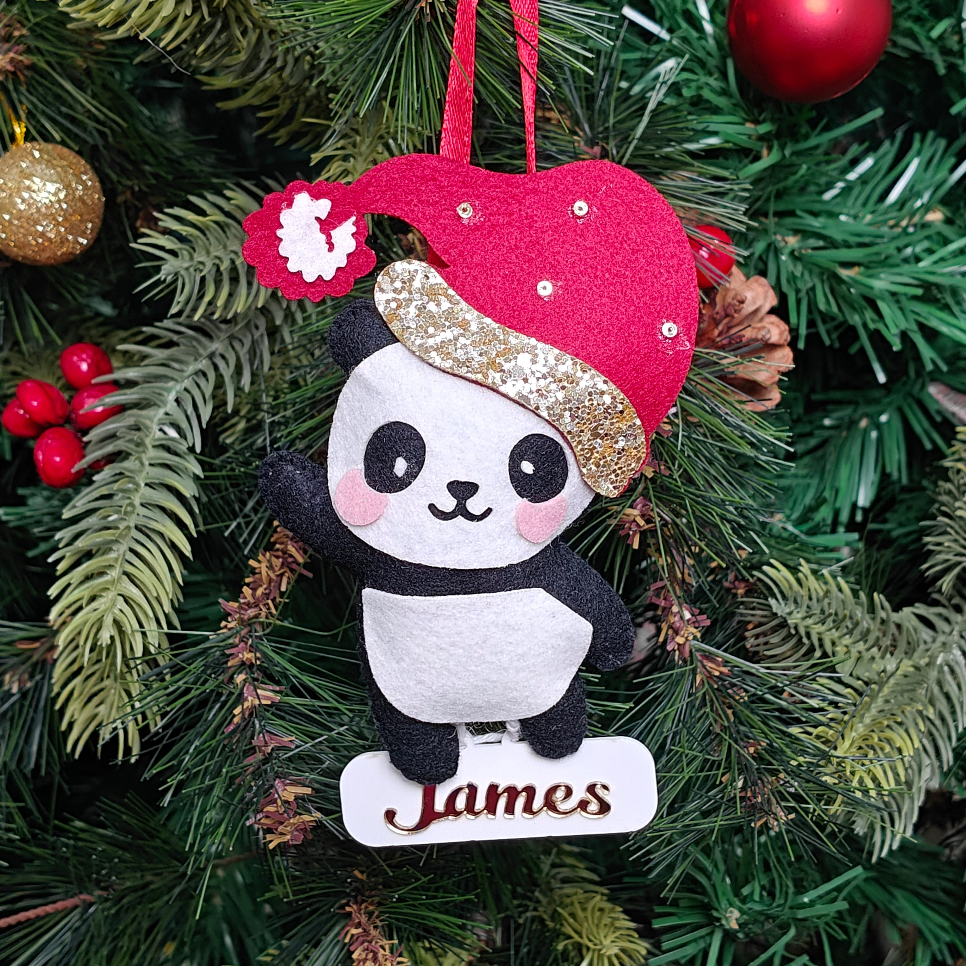 Personalised Frosty Panda Delight Ornament