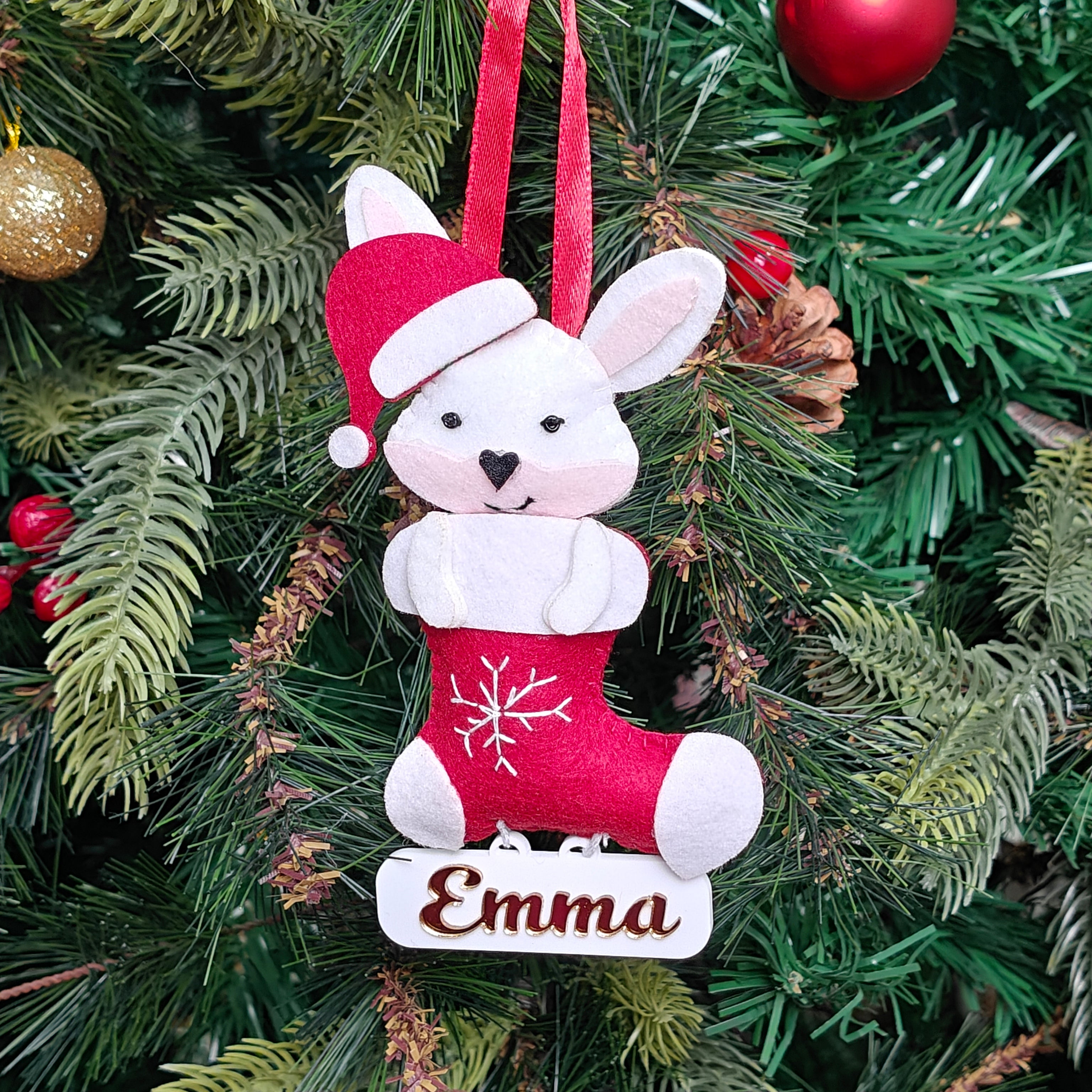Personalised Jolly Bunny Stocking Ornament