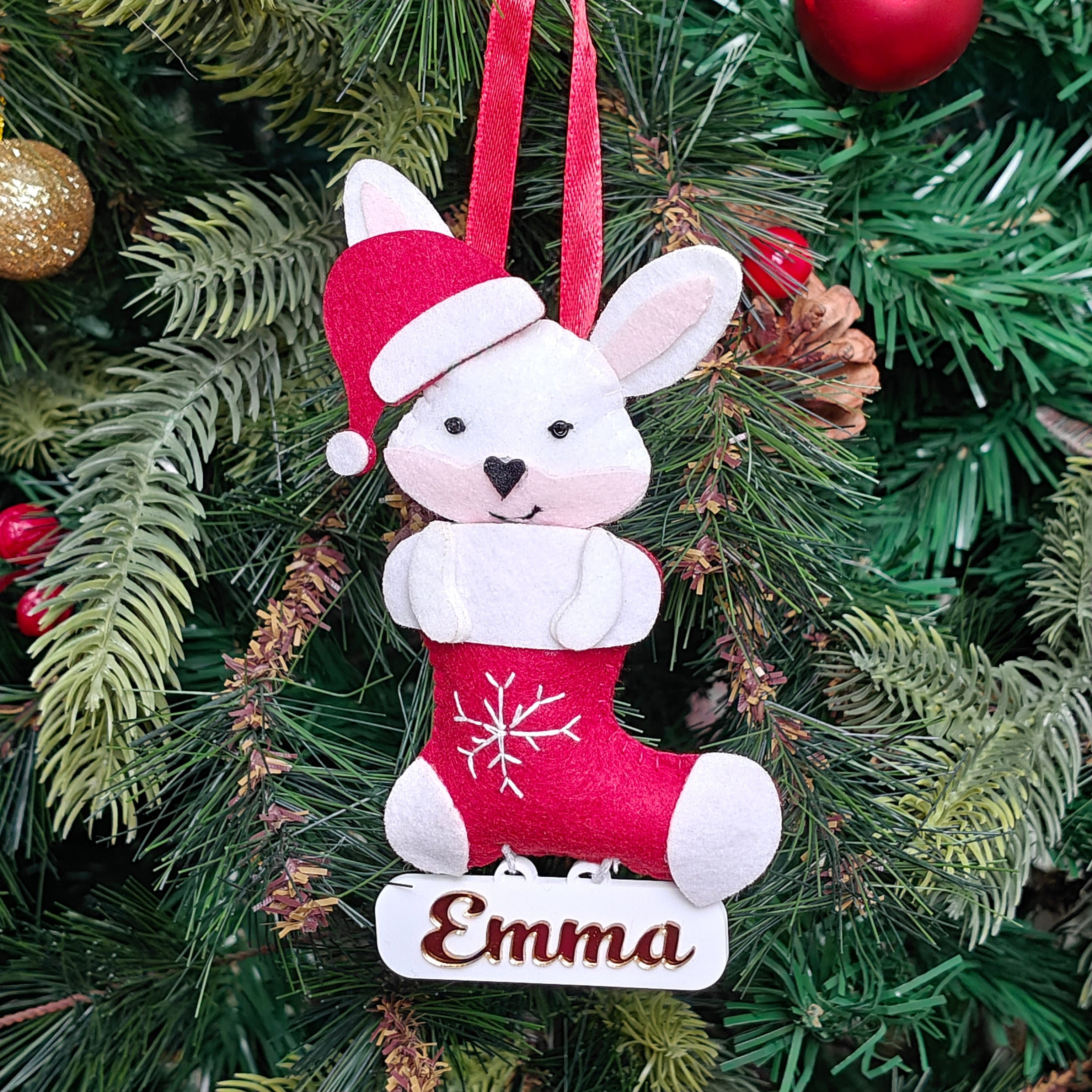 Personalised Jolly Bunny Stocking Ornament