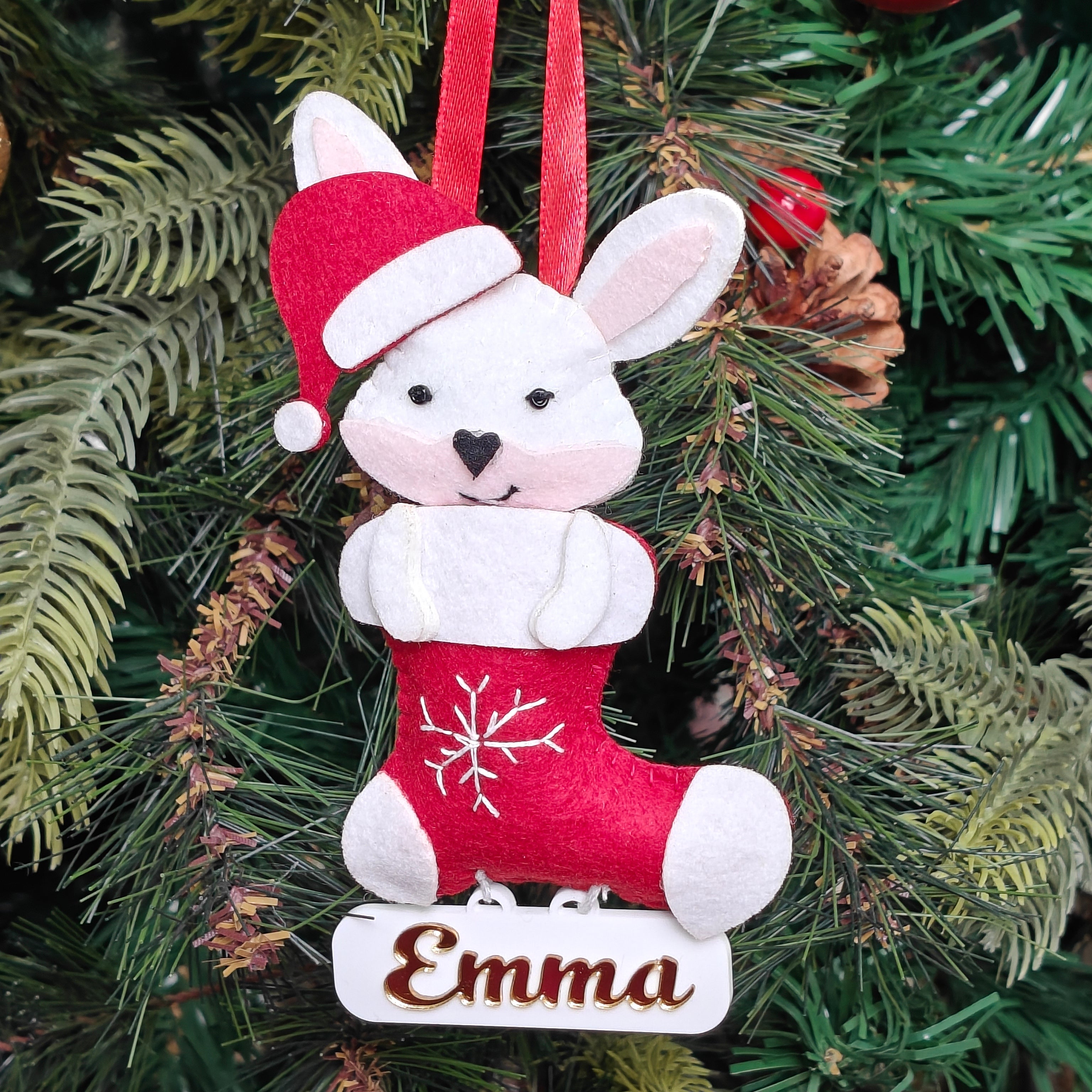Personalised Jolly Bunny Stocking Ornament