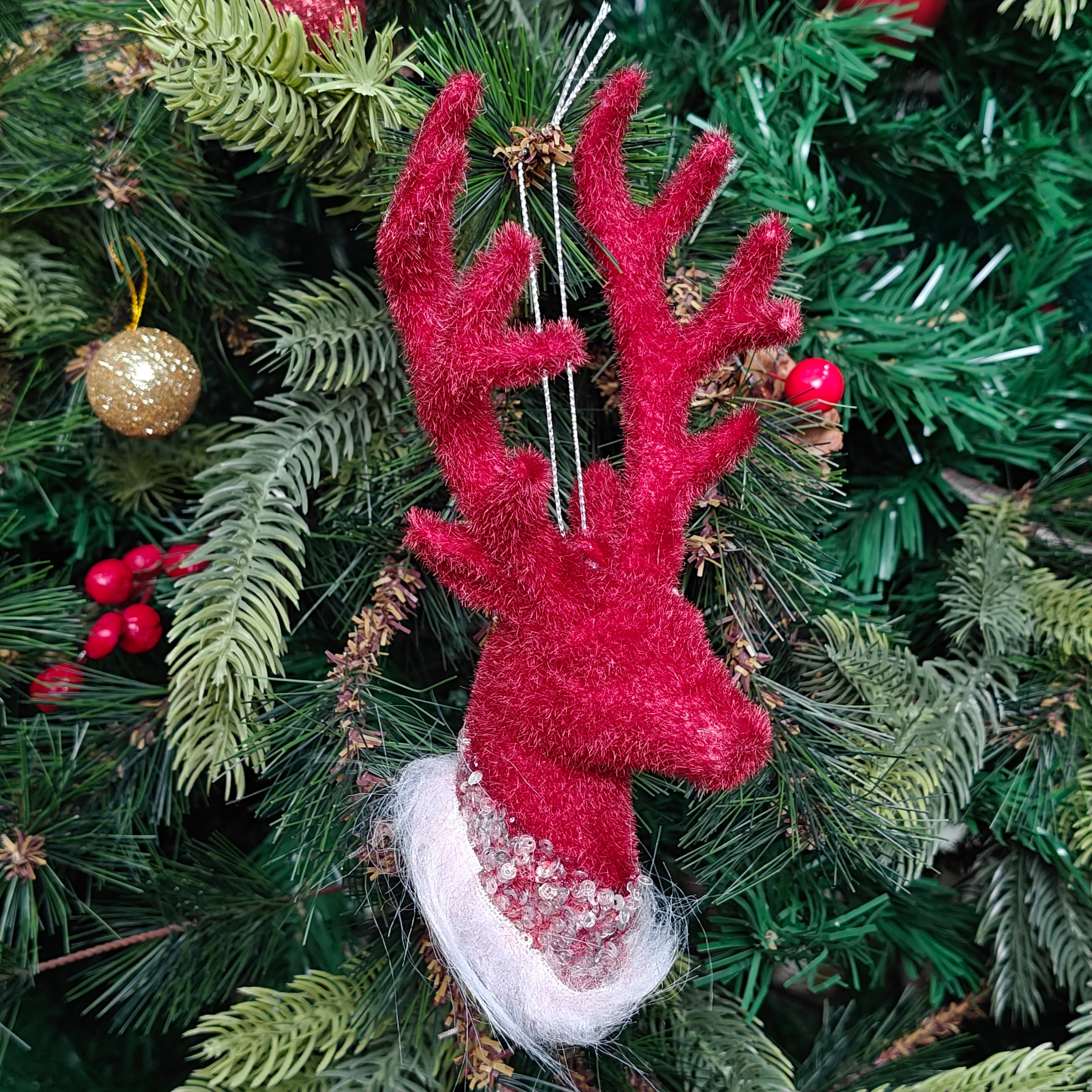 Crimson Reindeer Charm Ornament