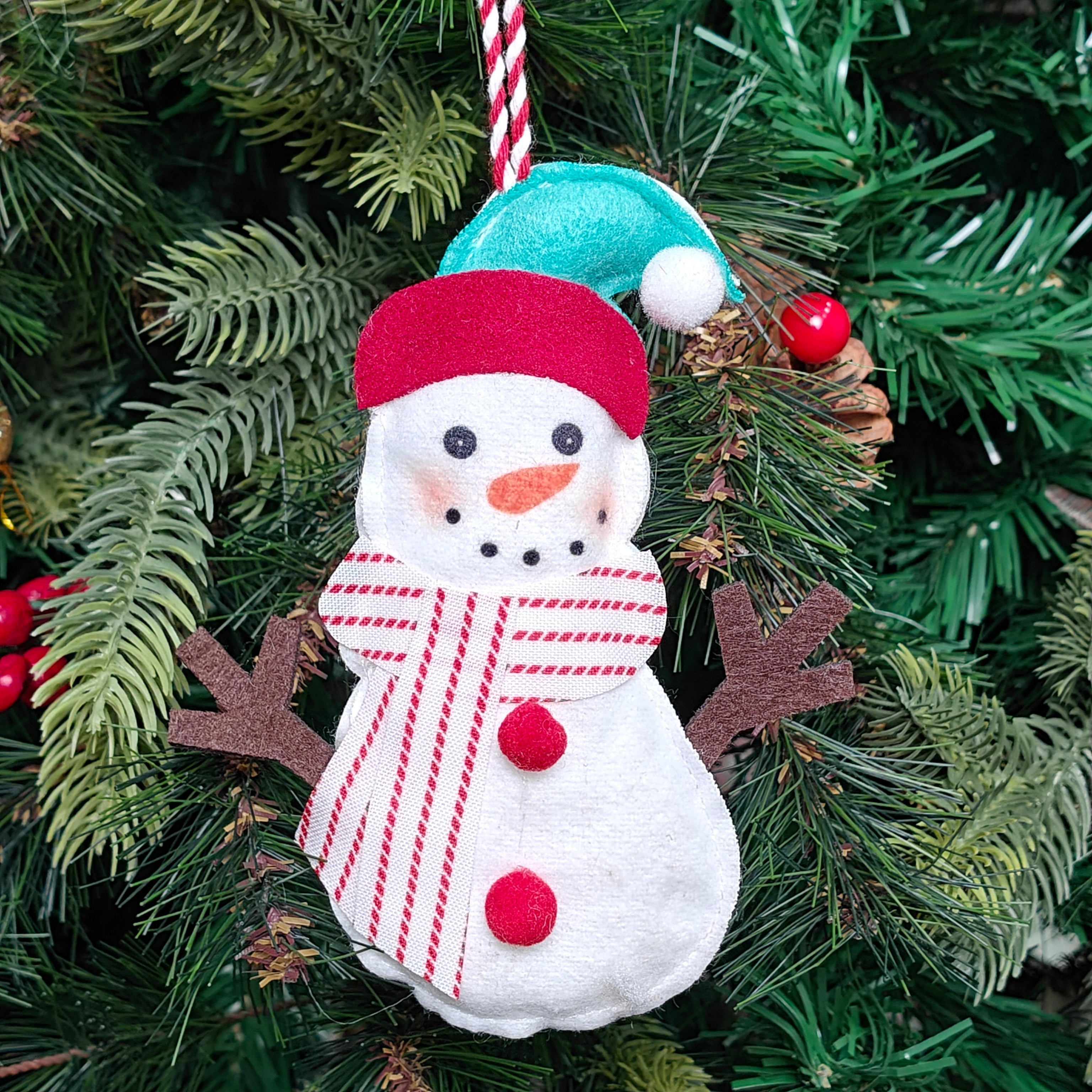 Red Scarf Snowman Ornament
