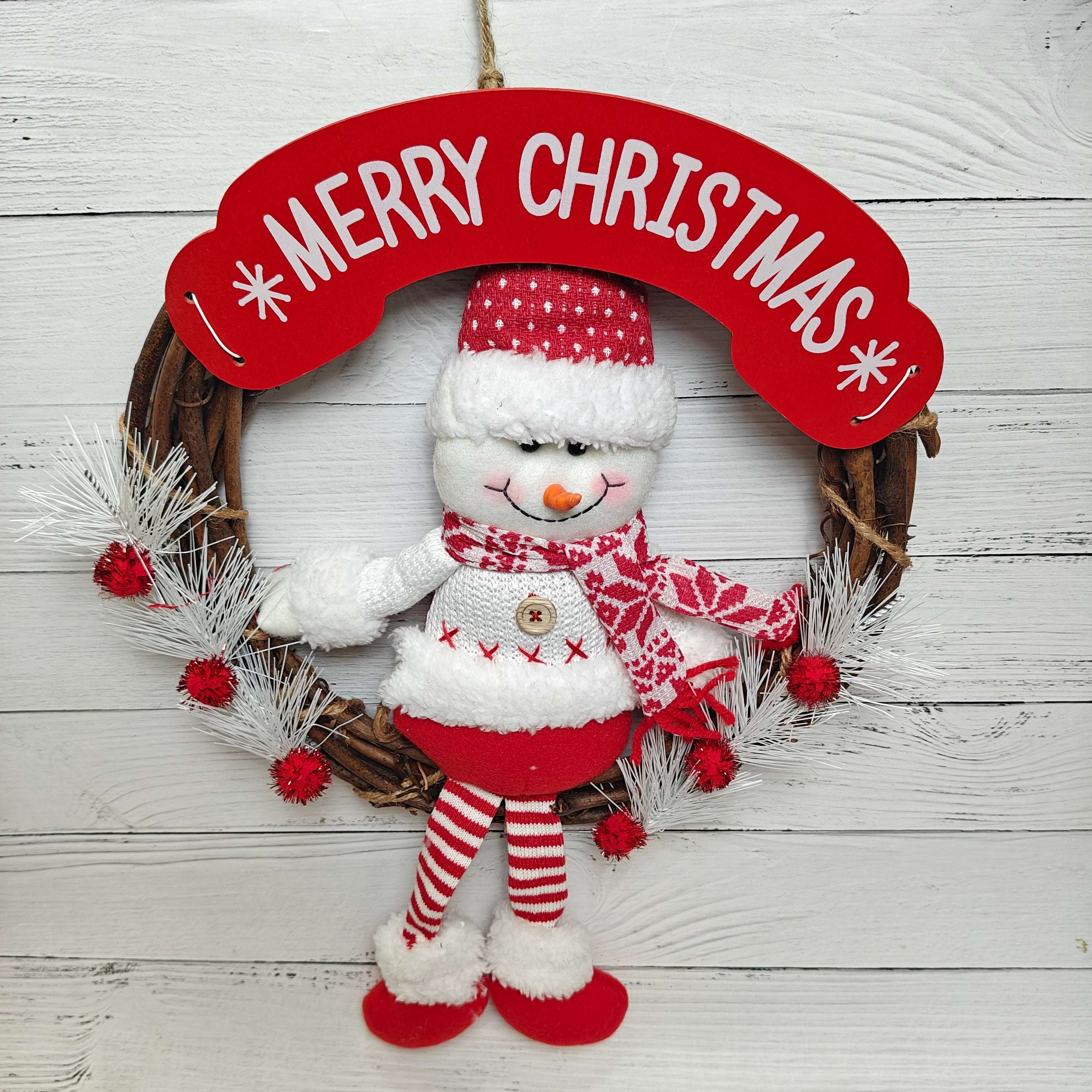 Frosted Joy Wreath - Snowman