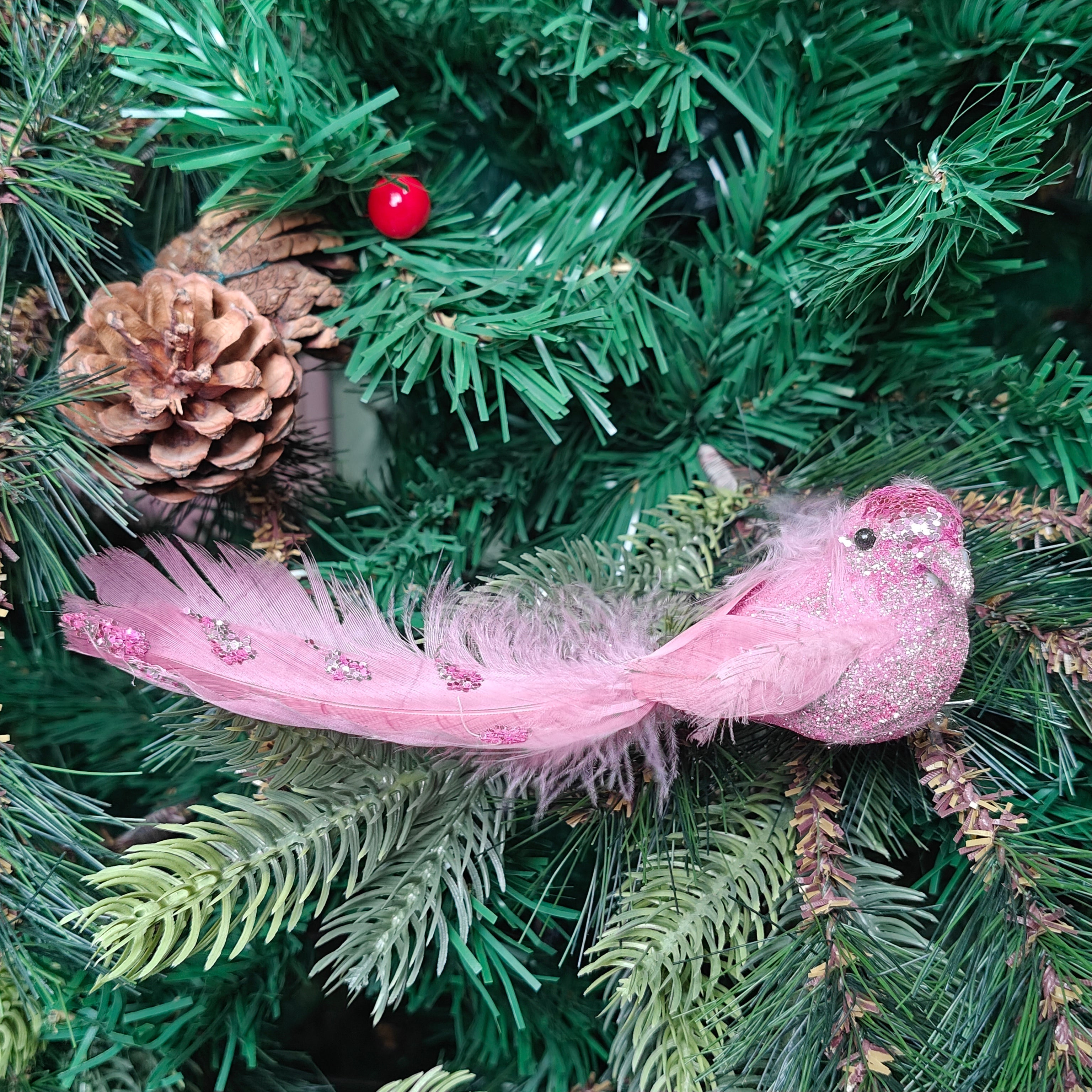 Pink Glitter Grace Clip-On Bird - Set of 2