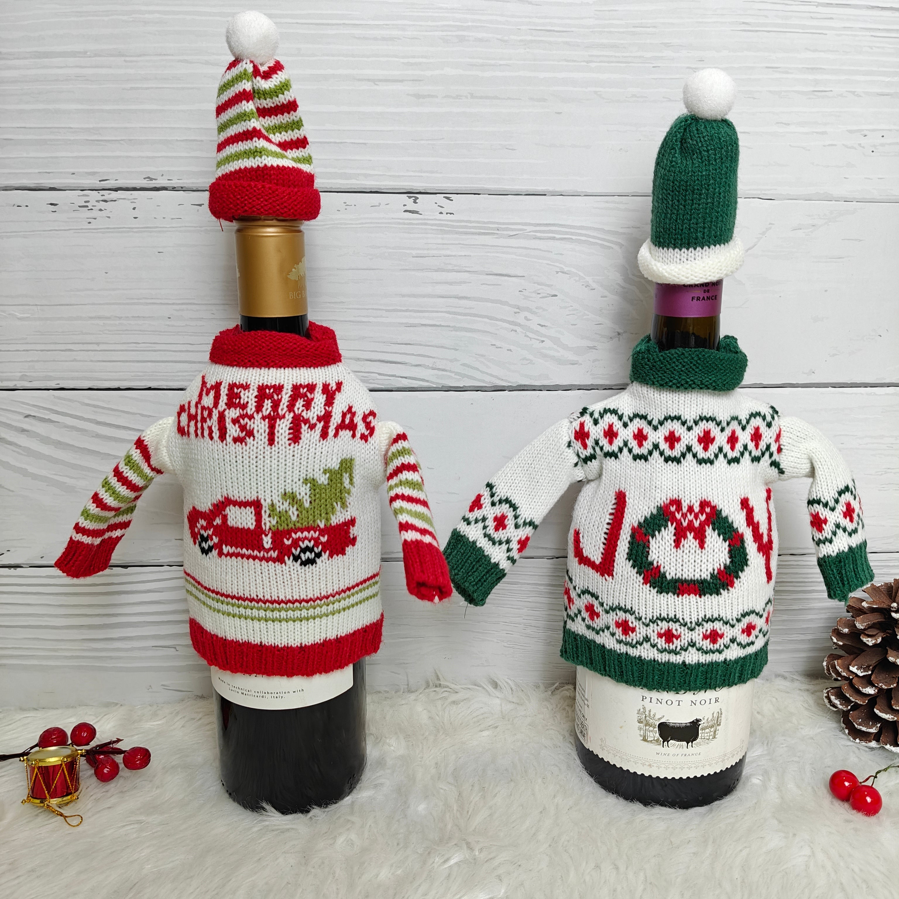 Knit Sweater Wine Bottle Covers - Set of 2