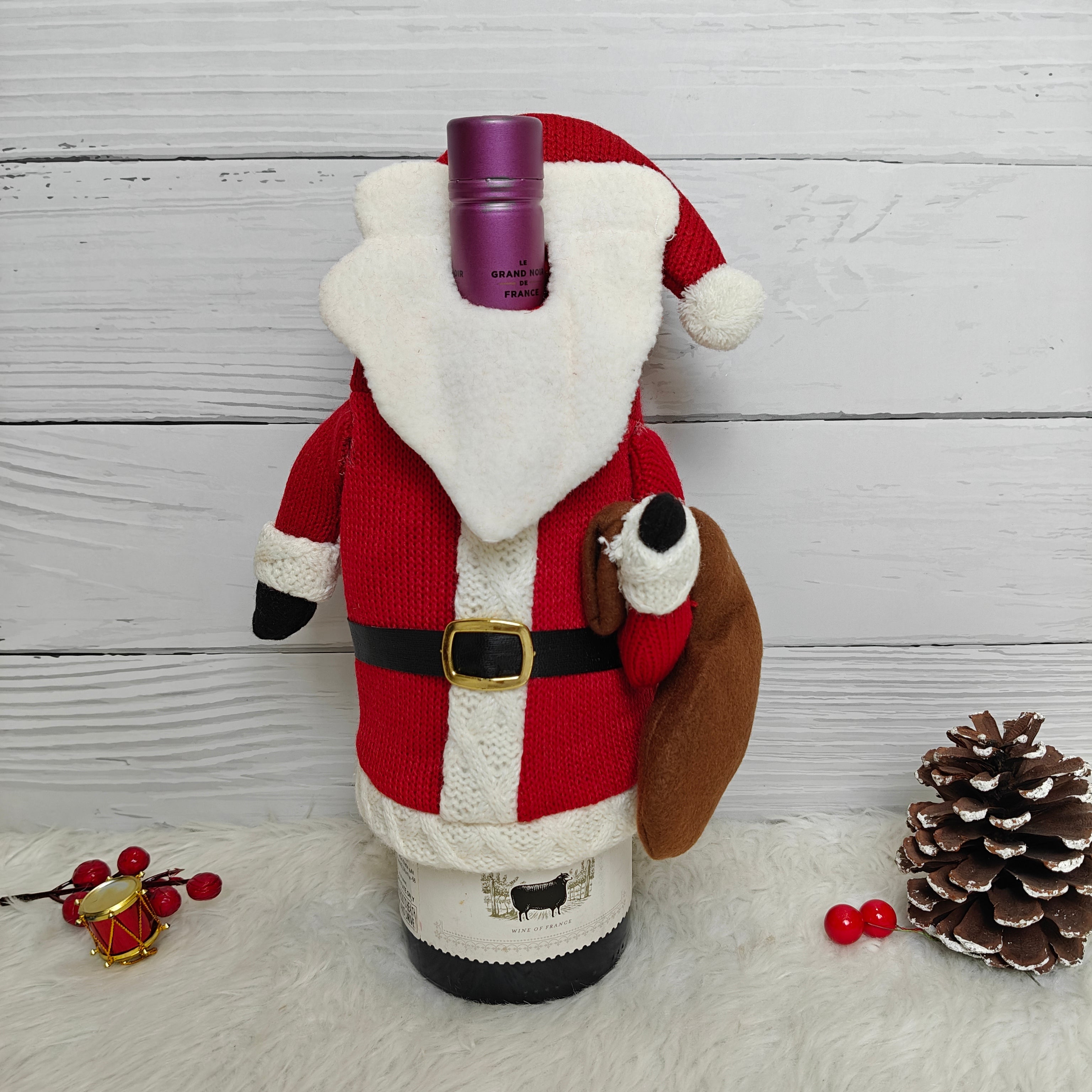 Plush Santa With a Sack Wine Bottle Cover