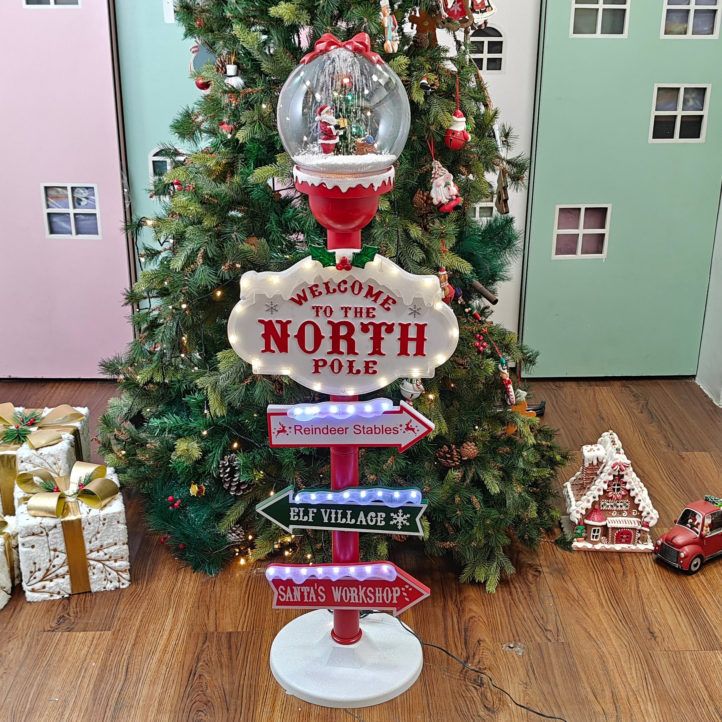 Light-Up North Pole Signpost