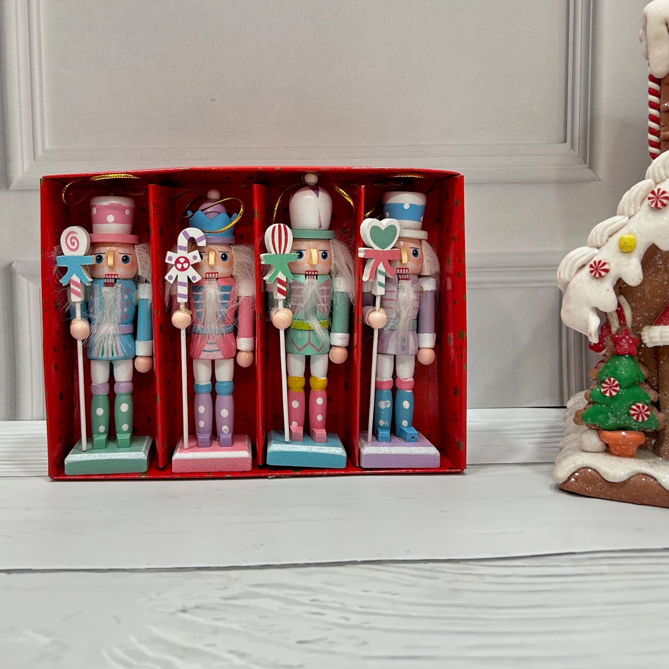 Blushy Nutcracker Ornaments (Set of 4)
