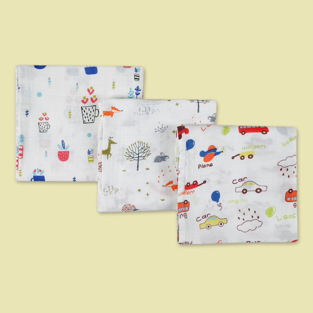 Nature And Wanderlust Multicolour 3 Pk Muslin Swaddle - Baby Moo