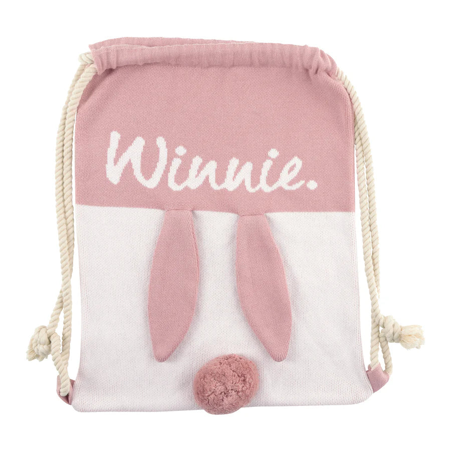 Bunny Bag - Base: Dusty Rose; Letter: Ivory