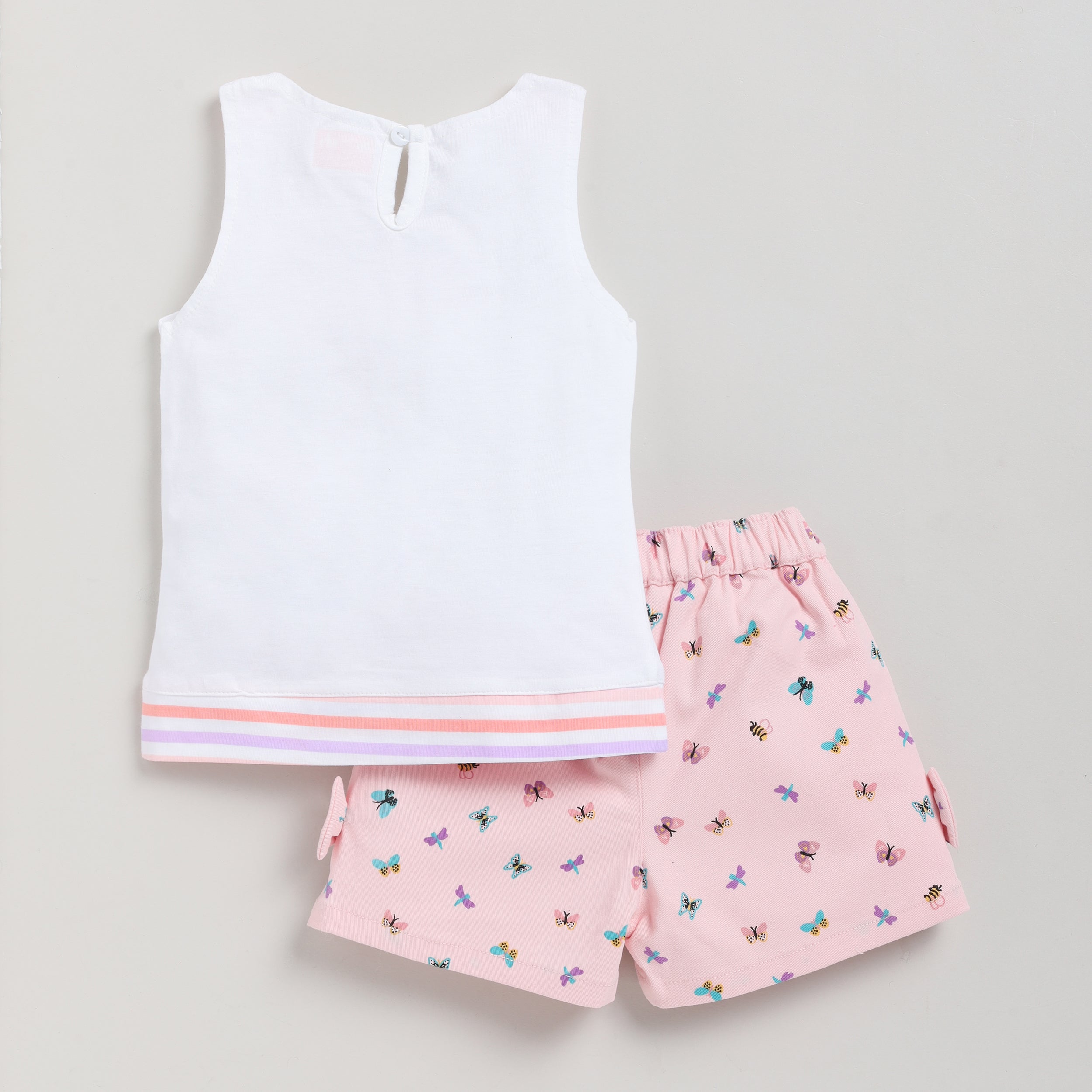 Snuggly Monkey Butterly Design Top with Shorts for Summer - Pink