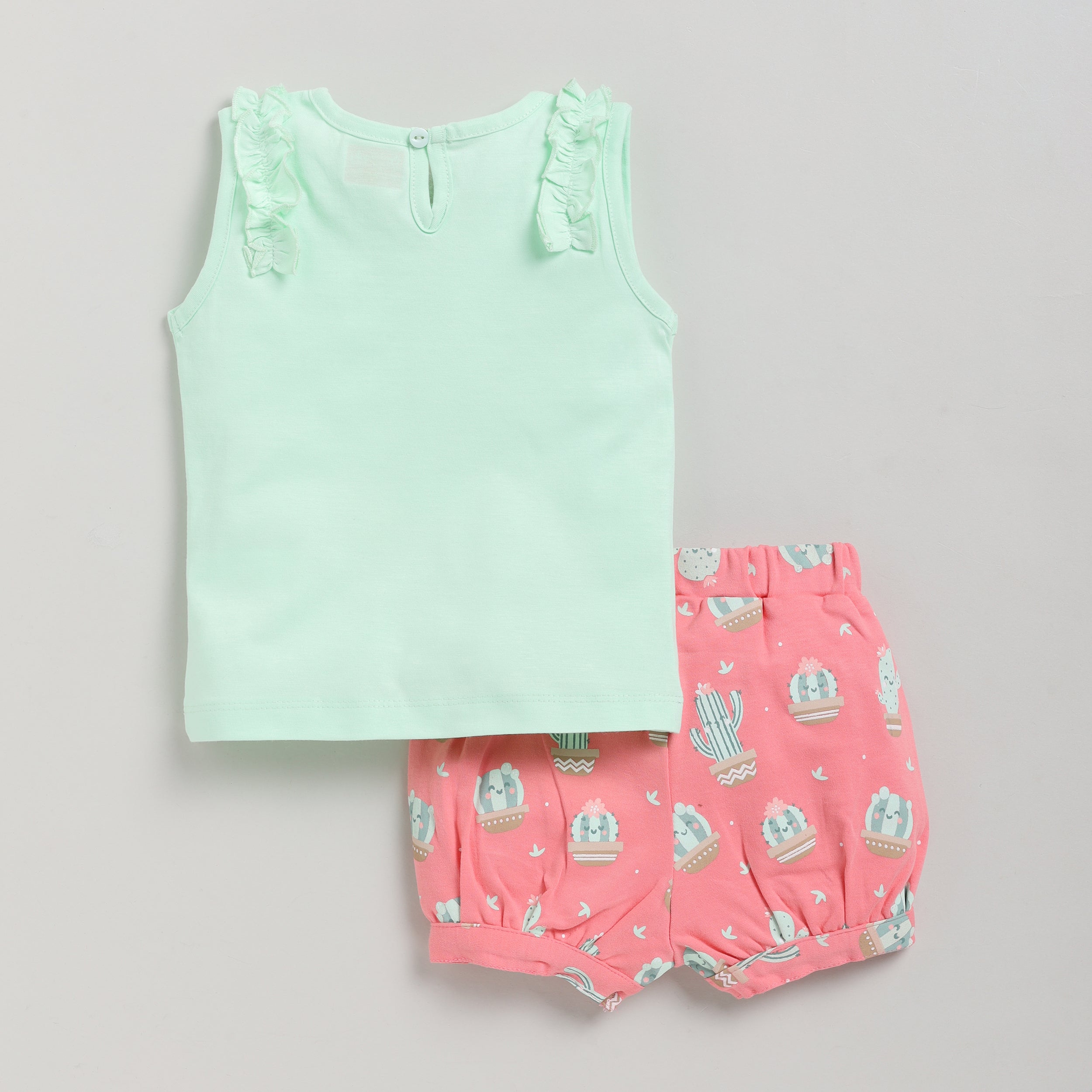Snuggly Monkey Girls Cute Cactus Print Top with Shorts