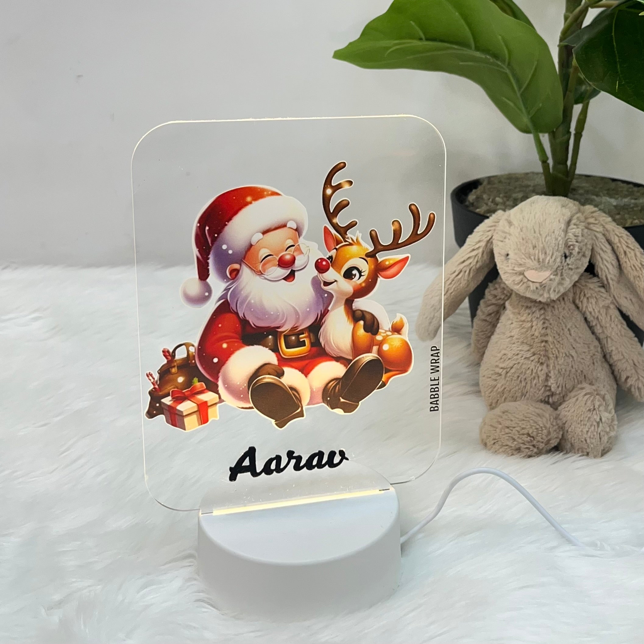 Acrylic LED Night Lamp - Santa’s Reindeer Shine