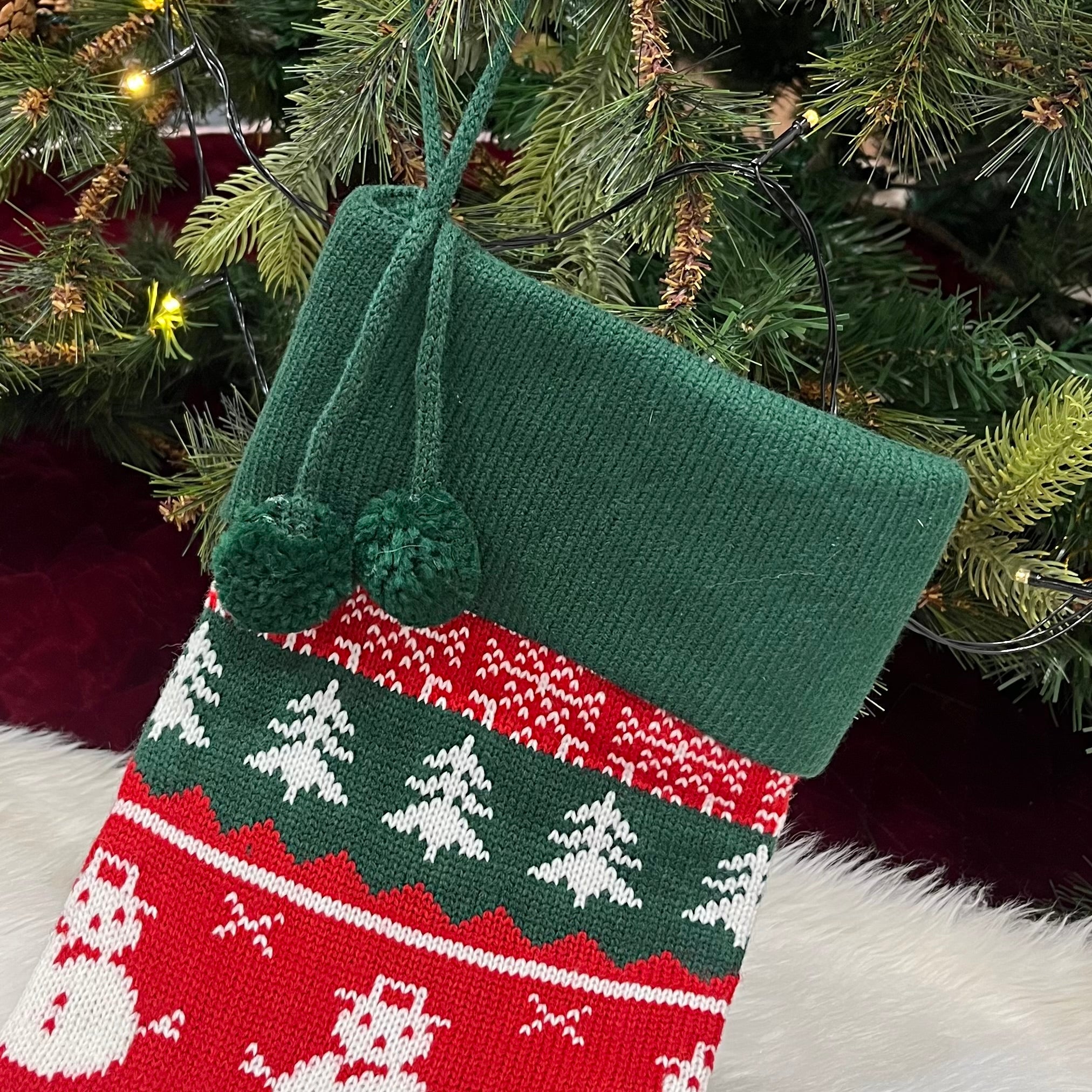 Handwoven Knitted Stocking (Snowman Wishes)