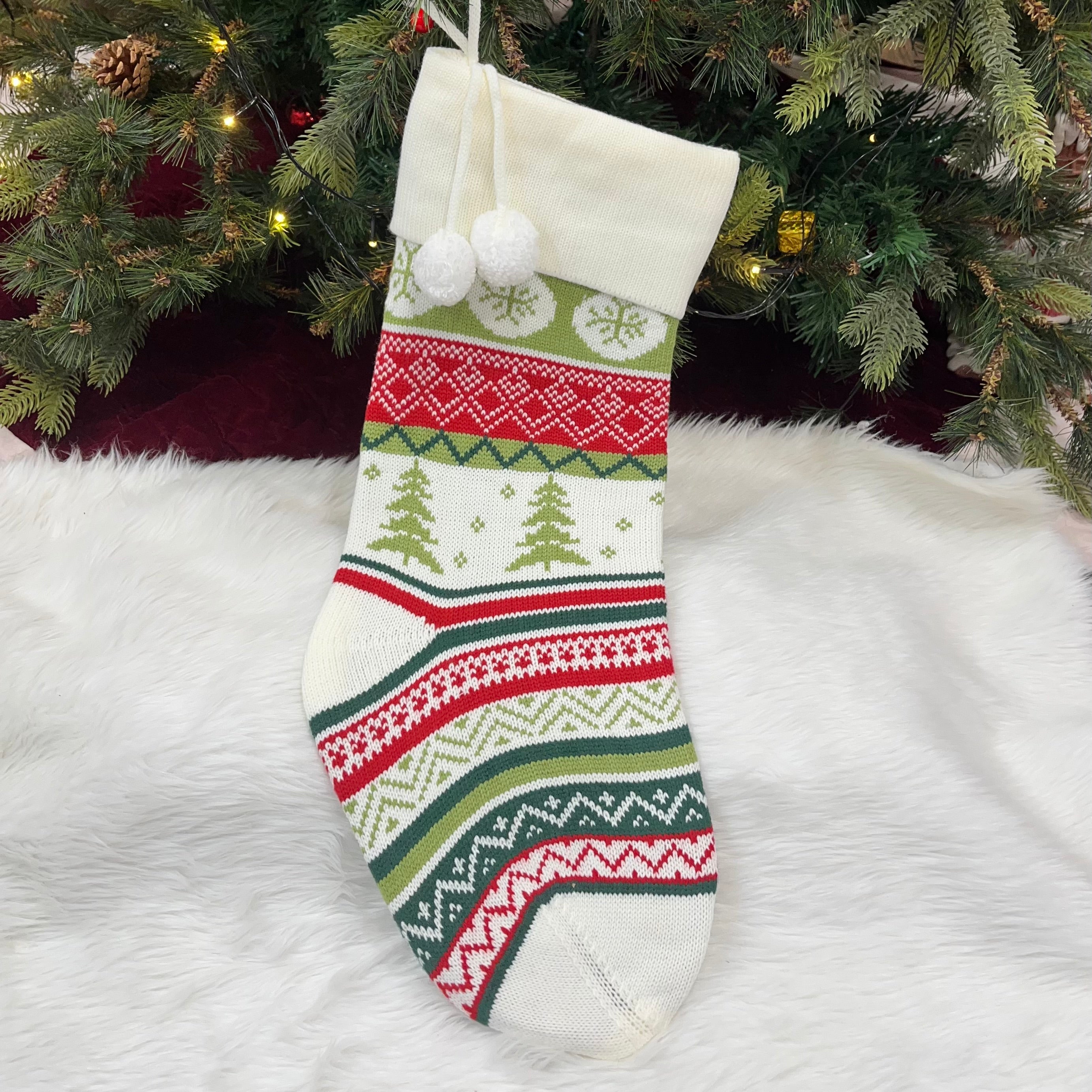 Handwoven Knitted Stocking (Twilight Tree)