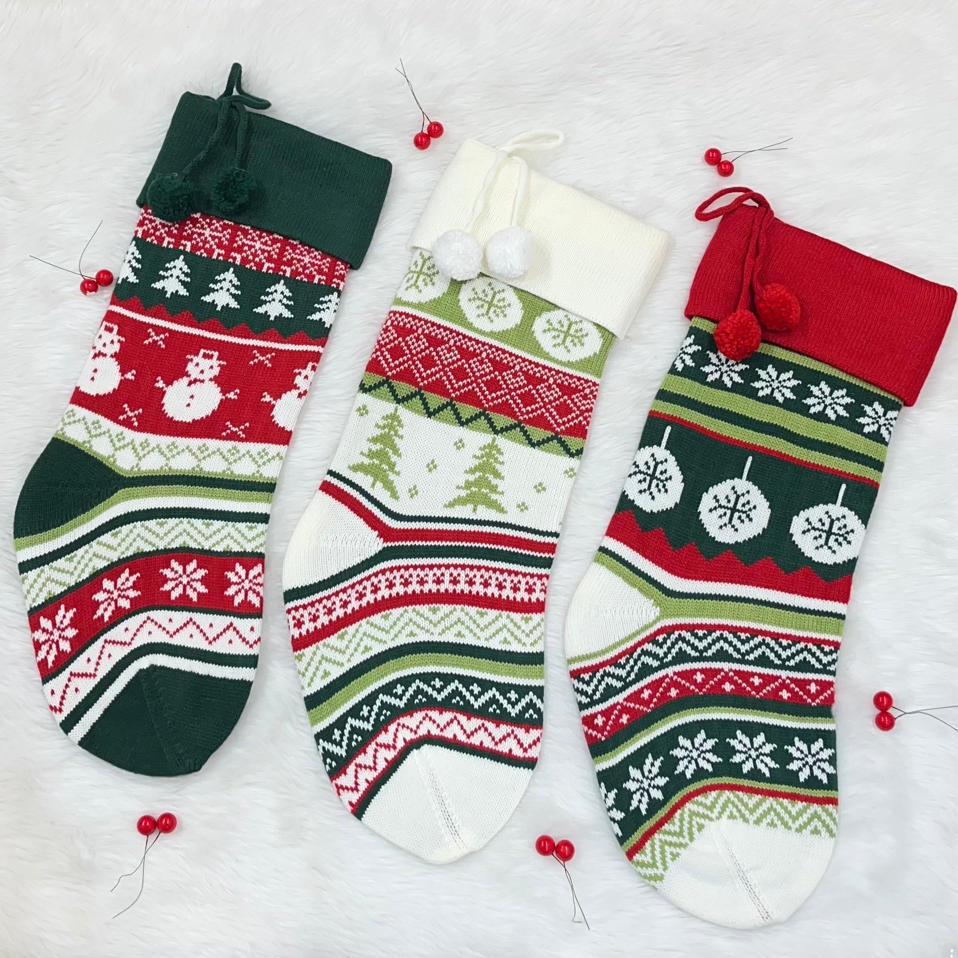 Handwoven Knitted Stocking (Snowman Wishes)