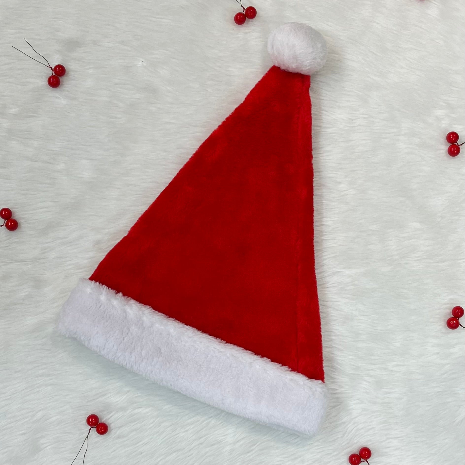 Personalised Thick Plush Santa Hat (Adults)