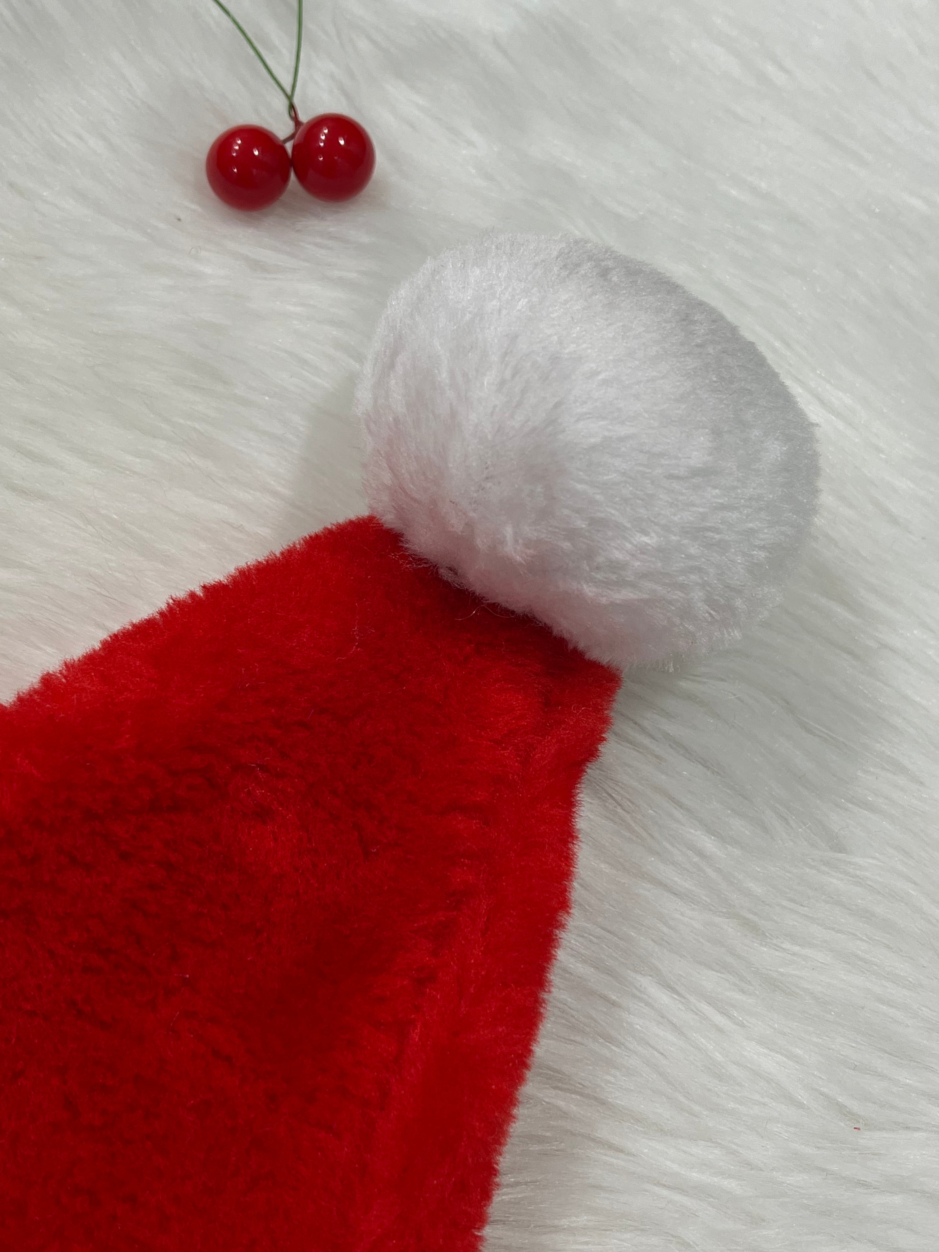 Personalised Thick Plush Santa Hat (Adults)