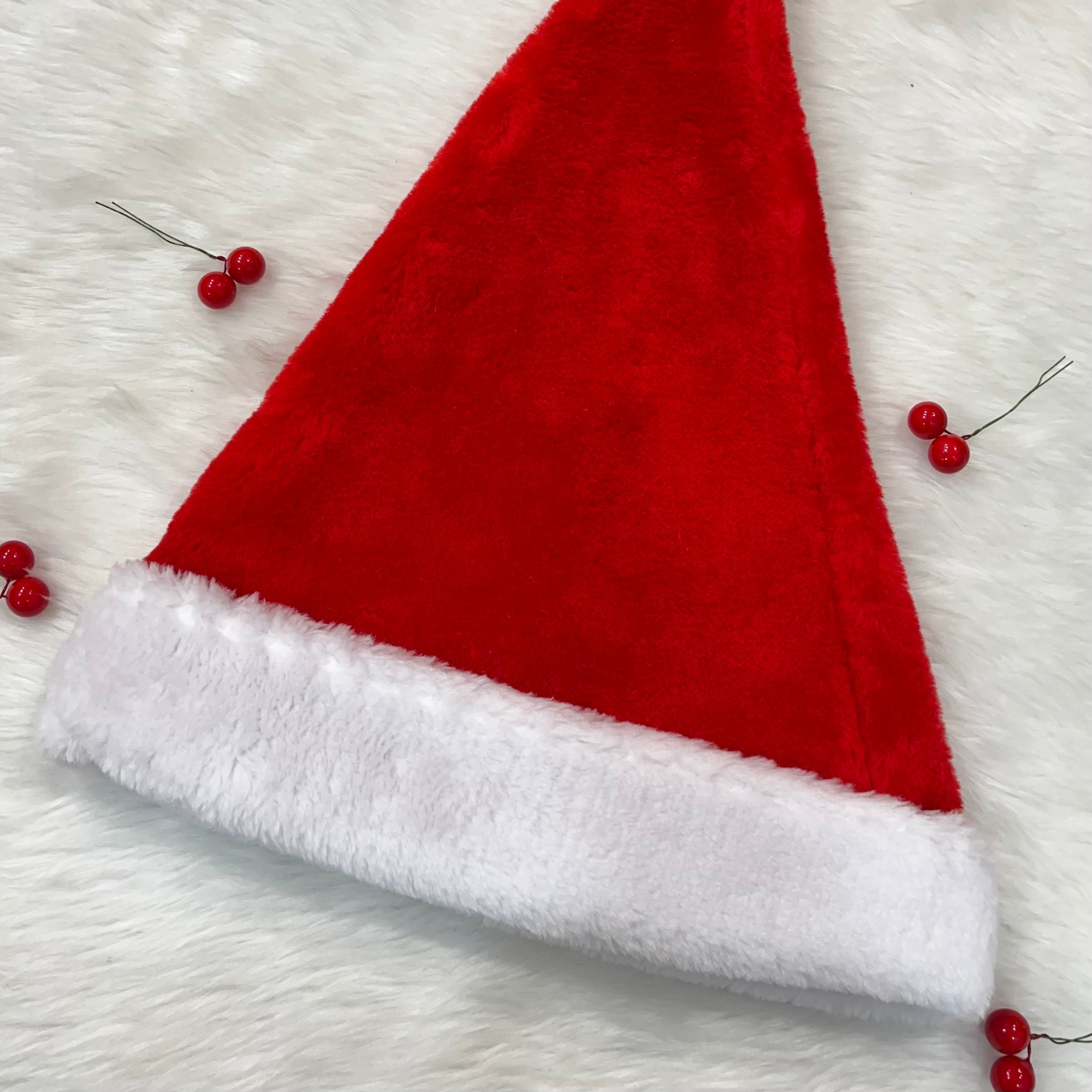 Personalised Thick Plush Santa Hat (Adults)