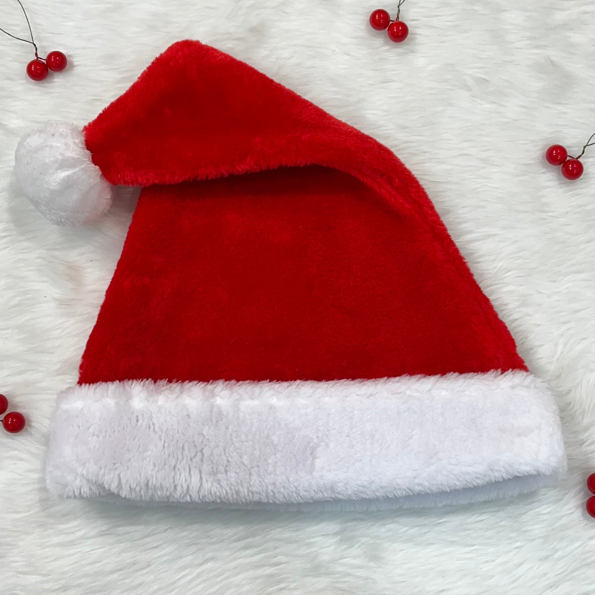 Personalised Thick Plush Santa Hat (Adults)