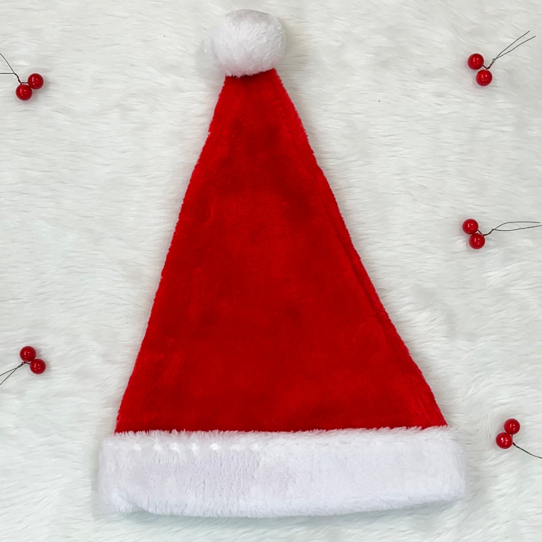 Personalised Thick Plush Santa Hat (Adults)