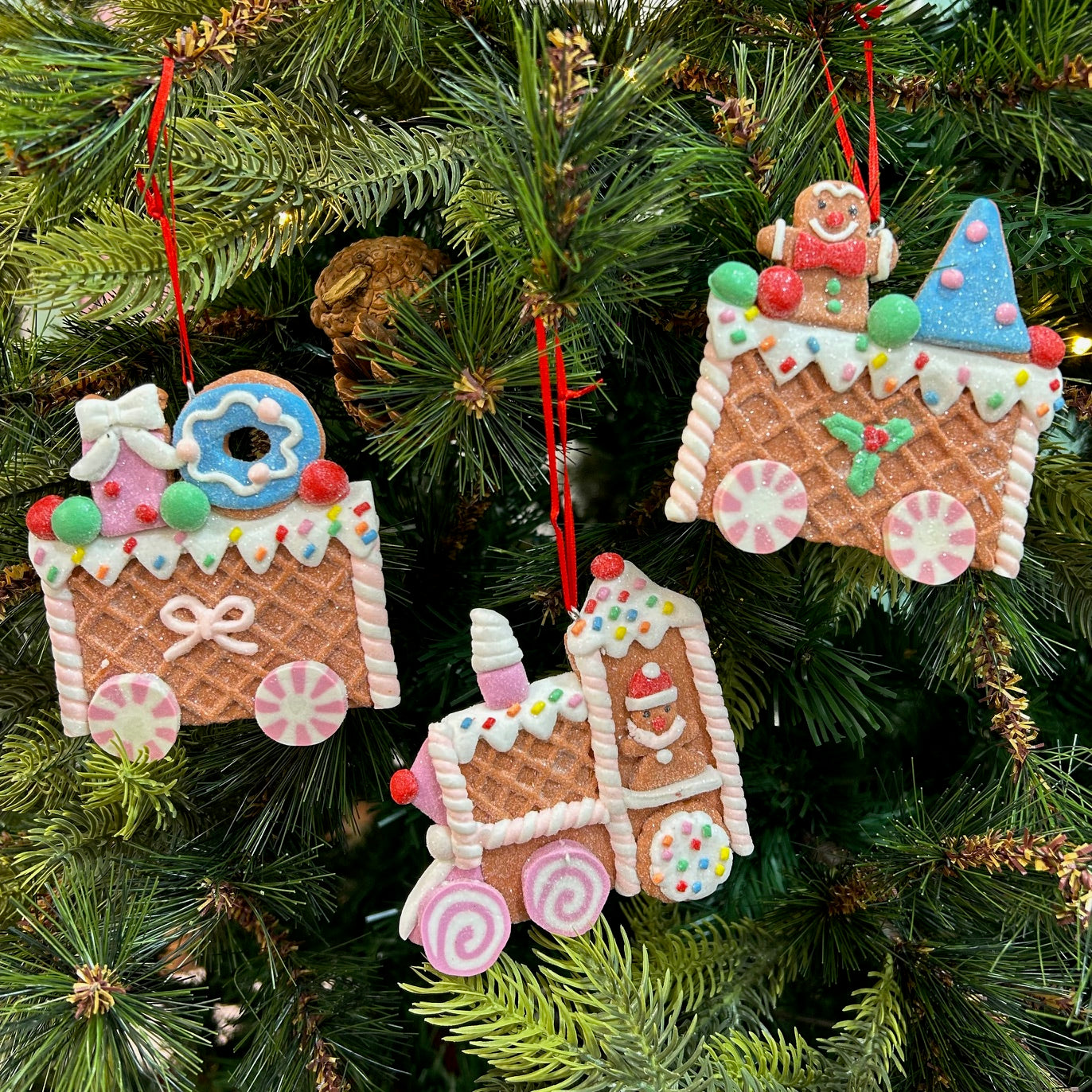 Gingerbread Train Adventure Ornaments (Set of 3)