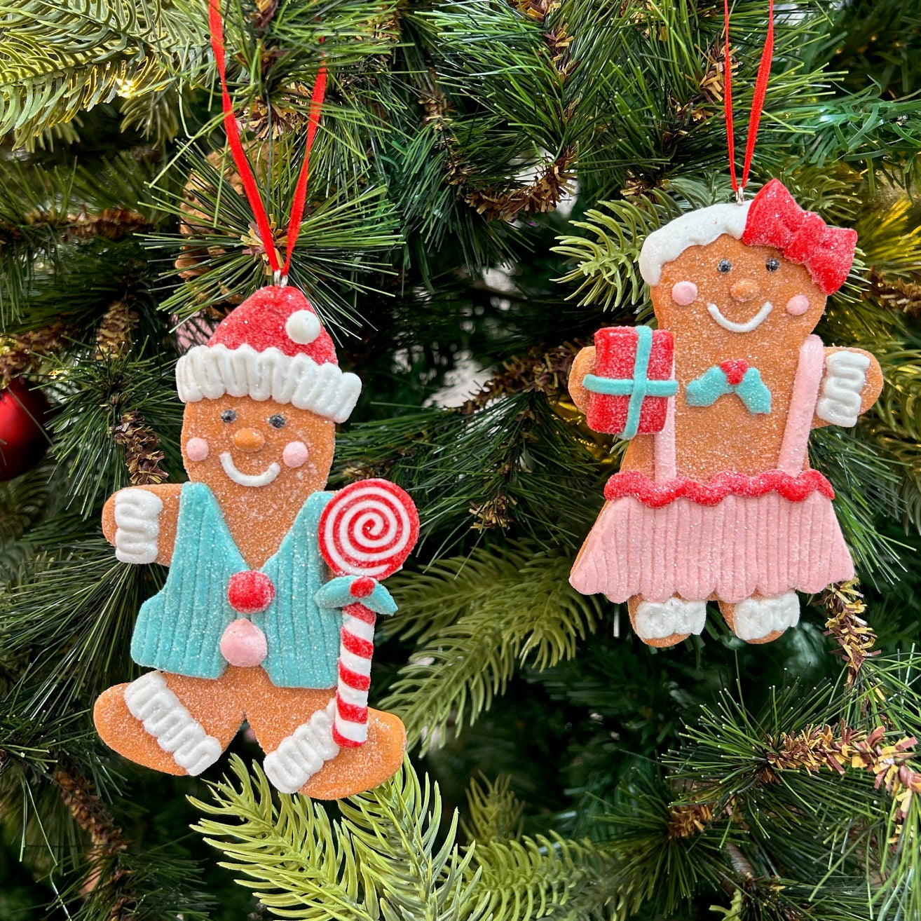 Glitter Gingerbread Ornaments (Set of 2)