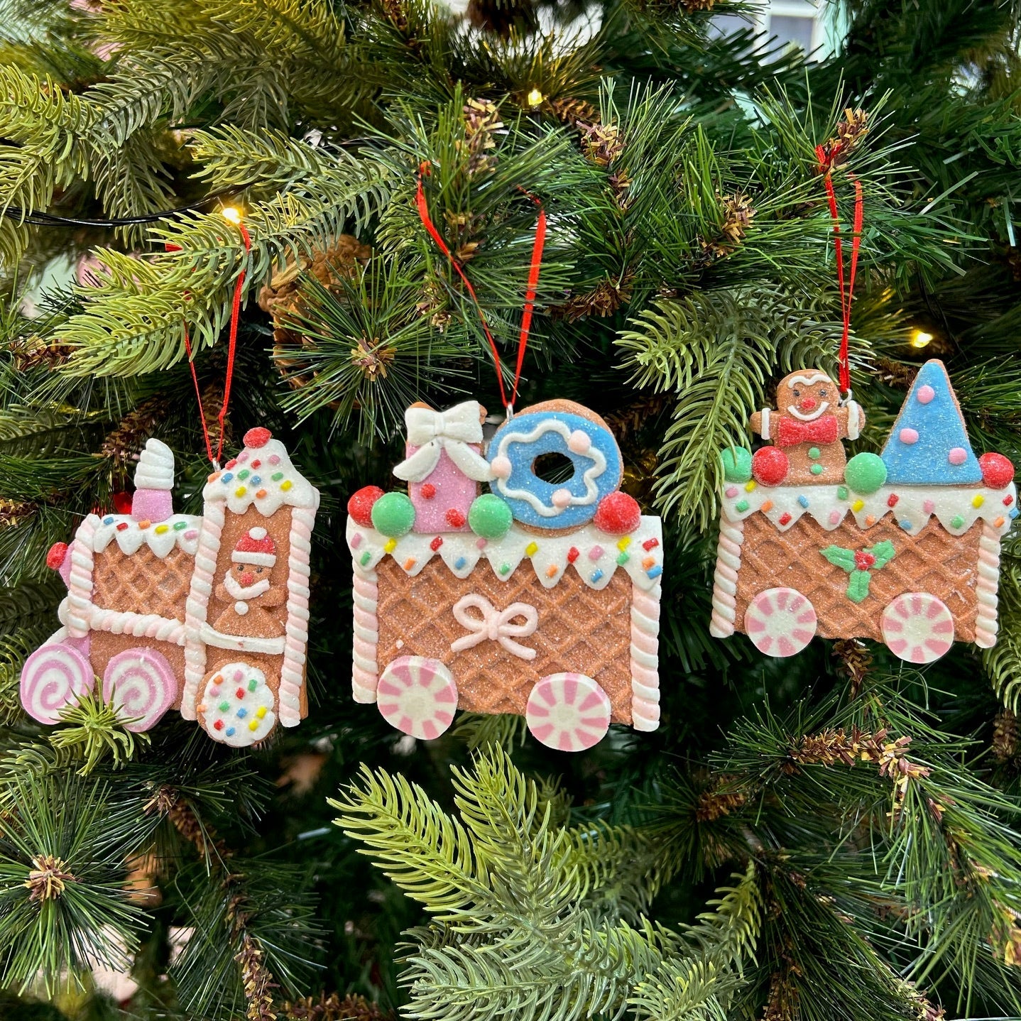 Gingerbread Train Adventure Ornaments (Set of 3)