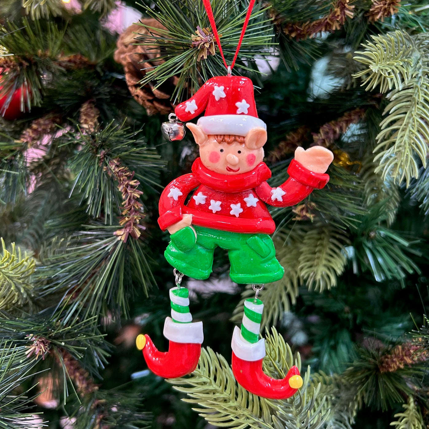 Elves With Dangling Legs Ornament (Set of 2)